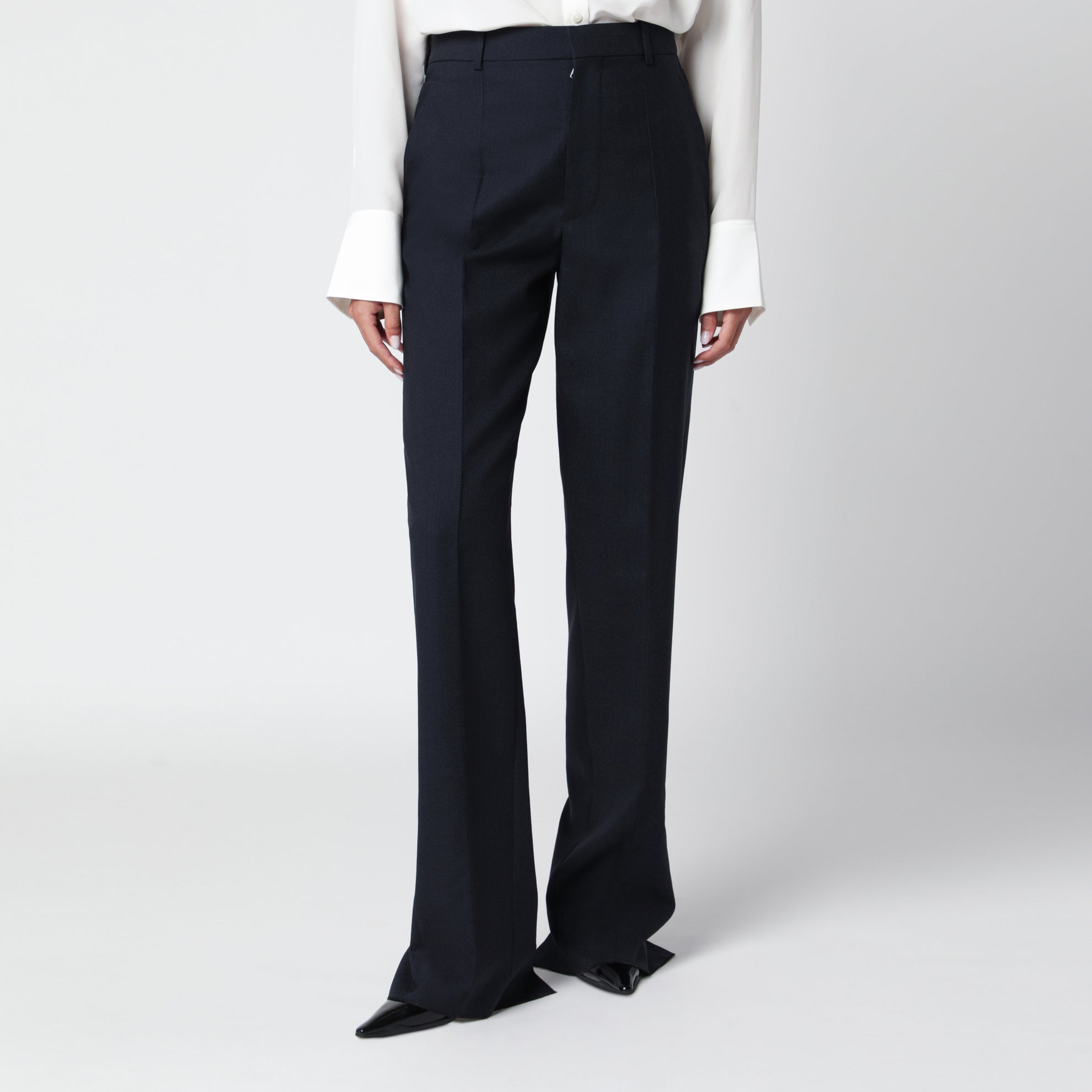 Midnight blue Shetland wool trousers