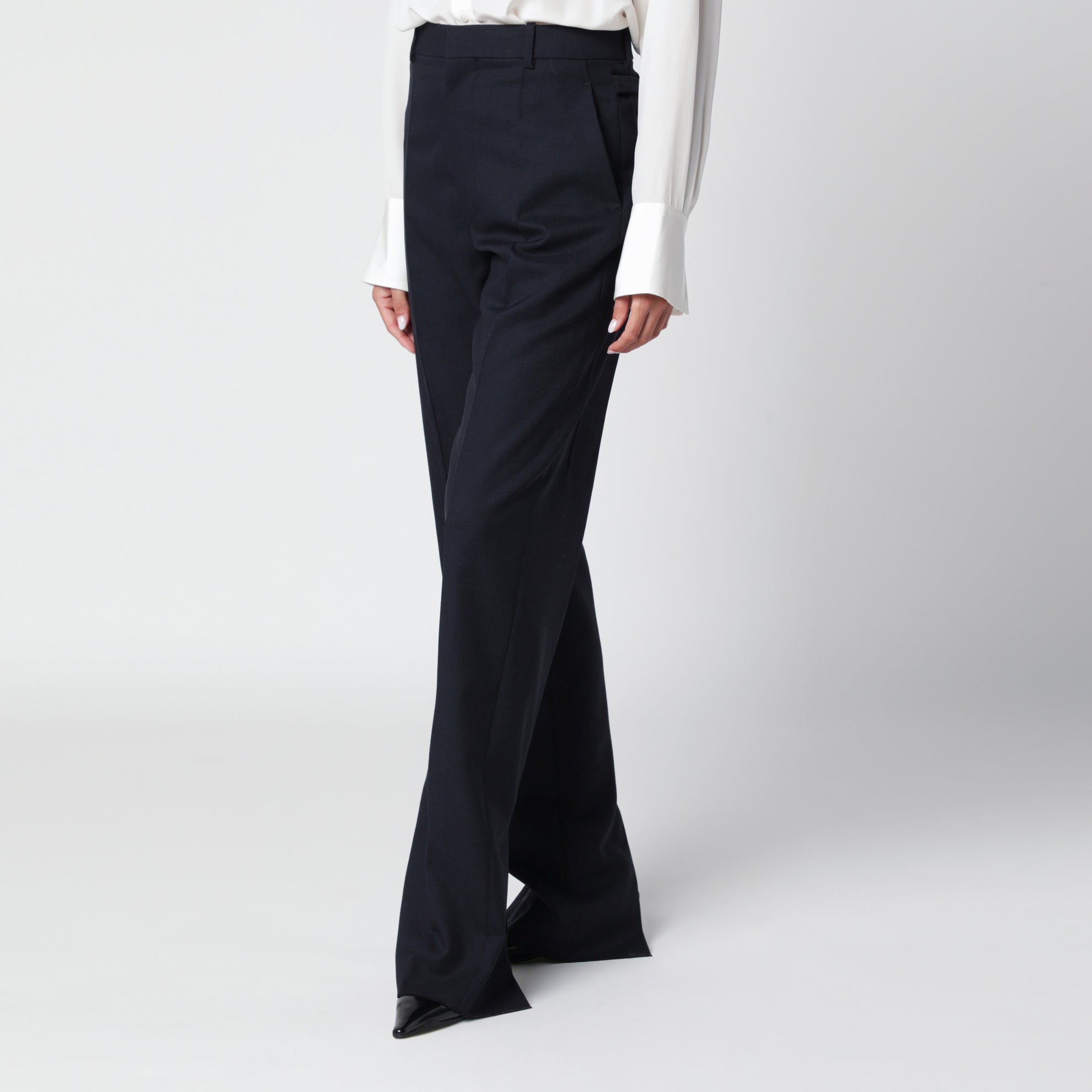 Midnight blue Shetland wool trousers
