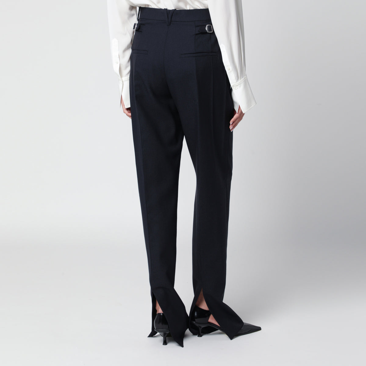 Midnight blue Shetland wool trousers