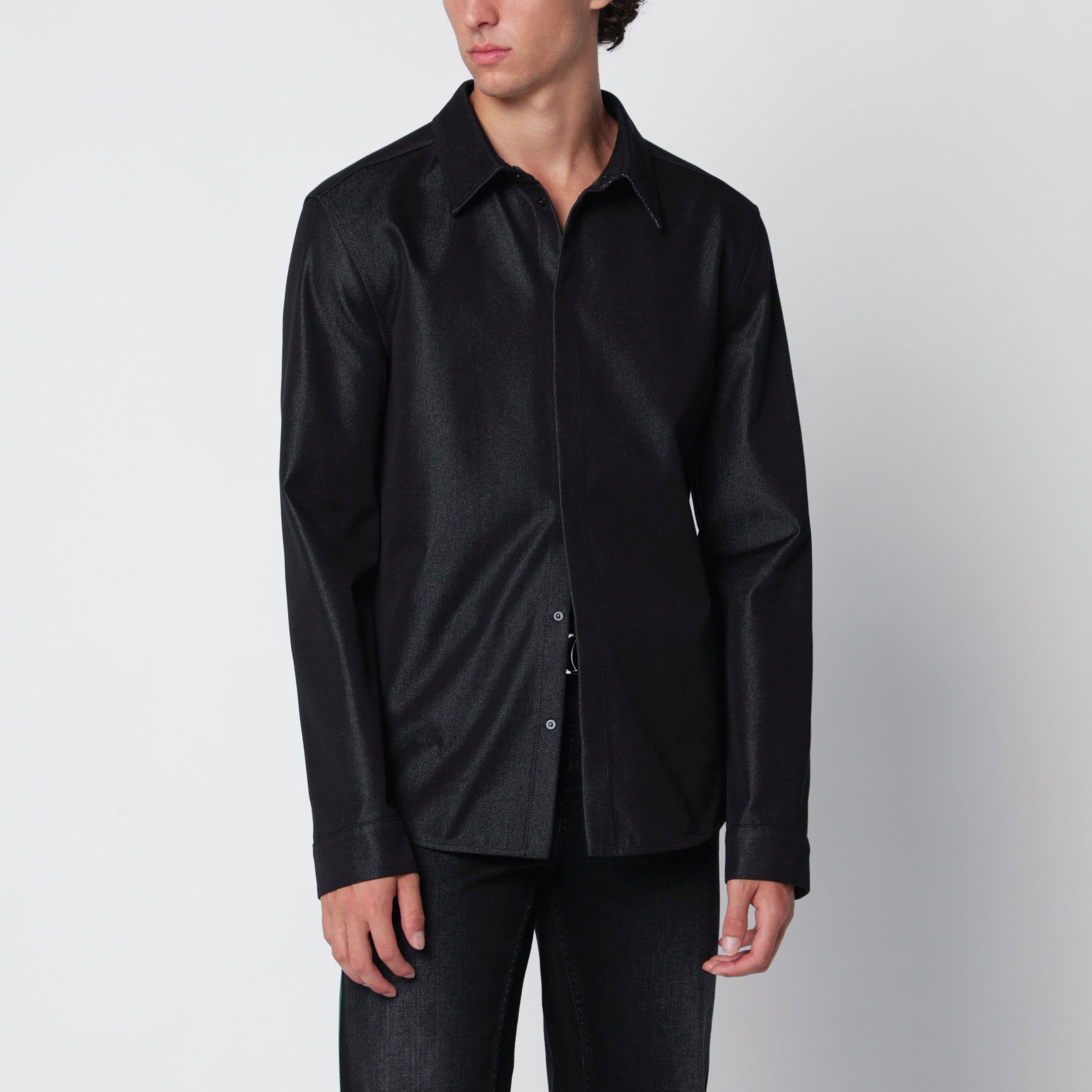 Black silk and cotton shirt