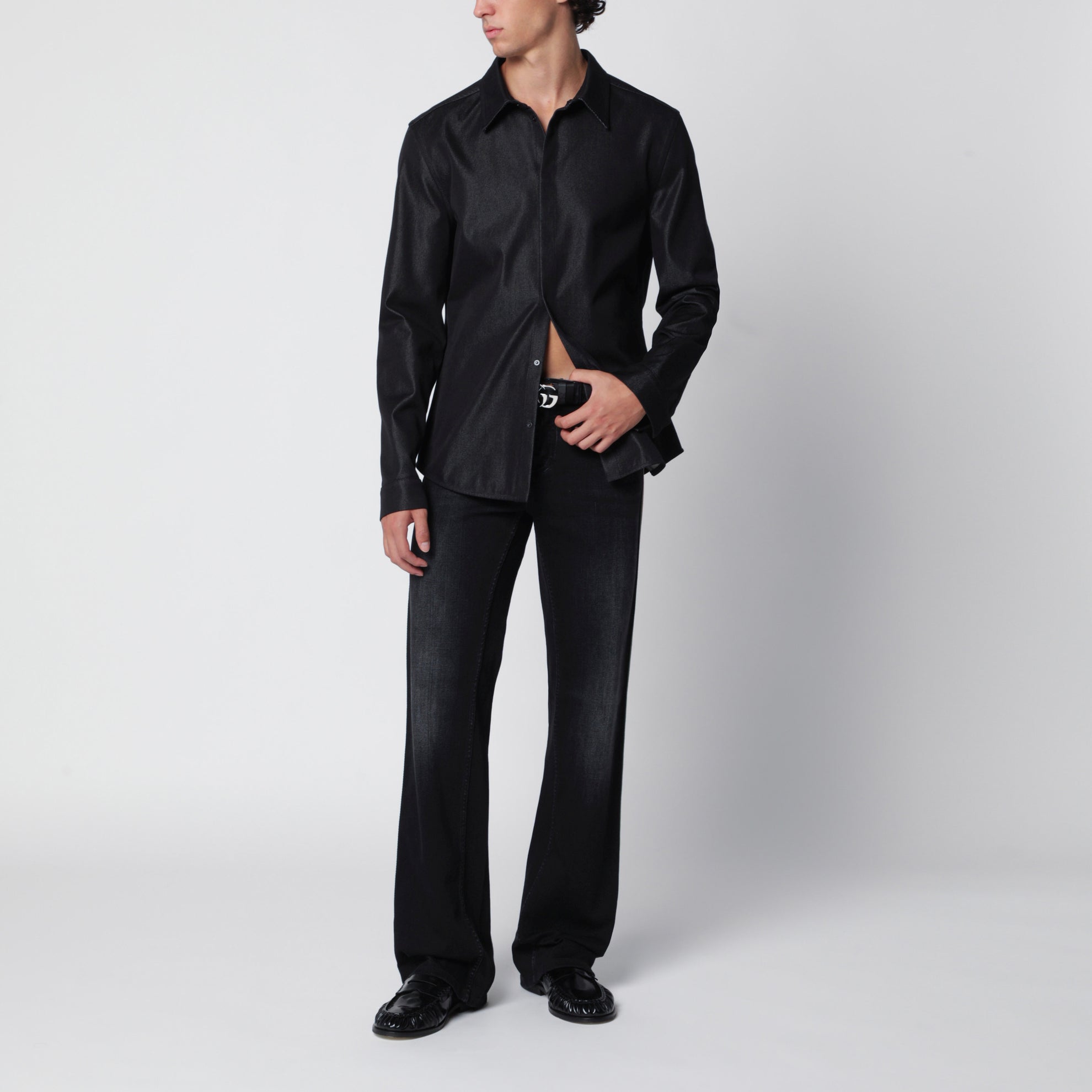 Black silk and cotton shirt