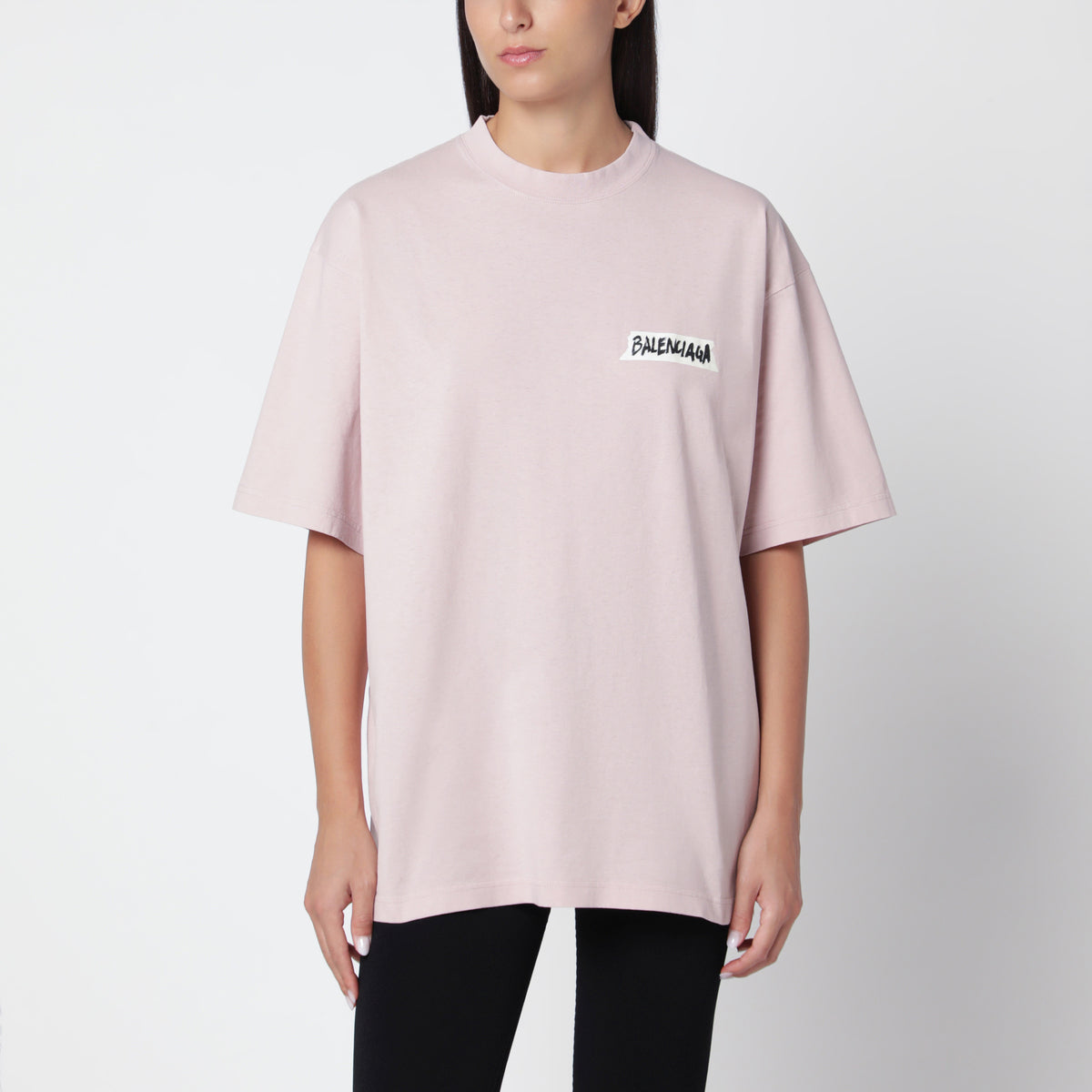 T-shirt Masking Tape rosa in cotone