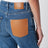 Jean avec poche en cuir, Bleu moyen