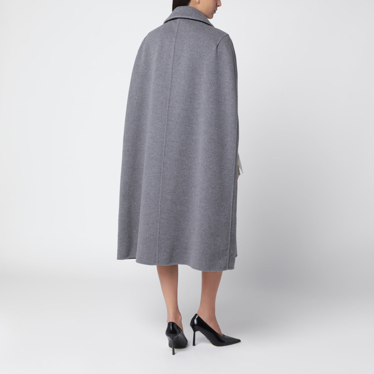 Grey wool and cashmere cape coat
