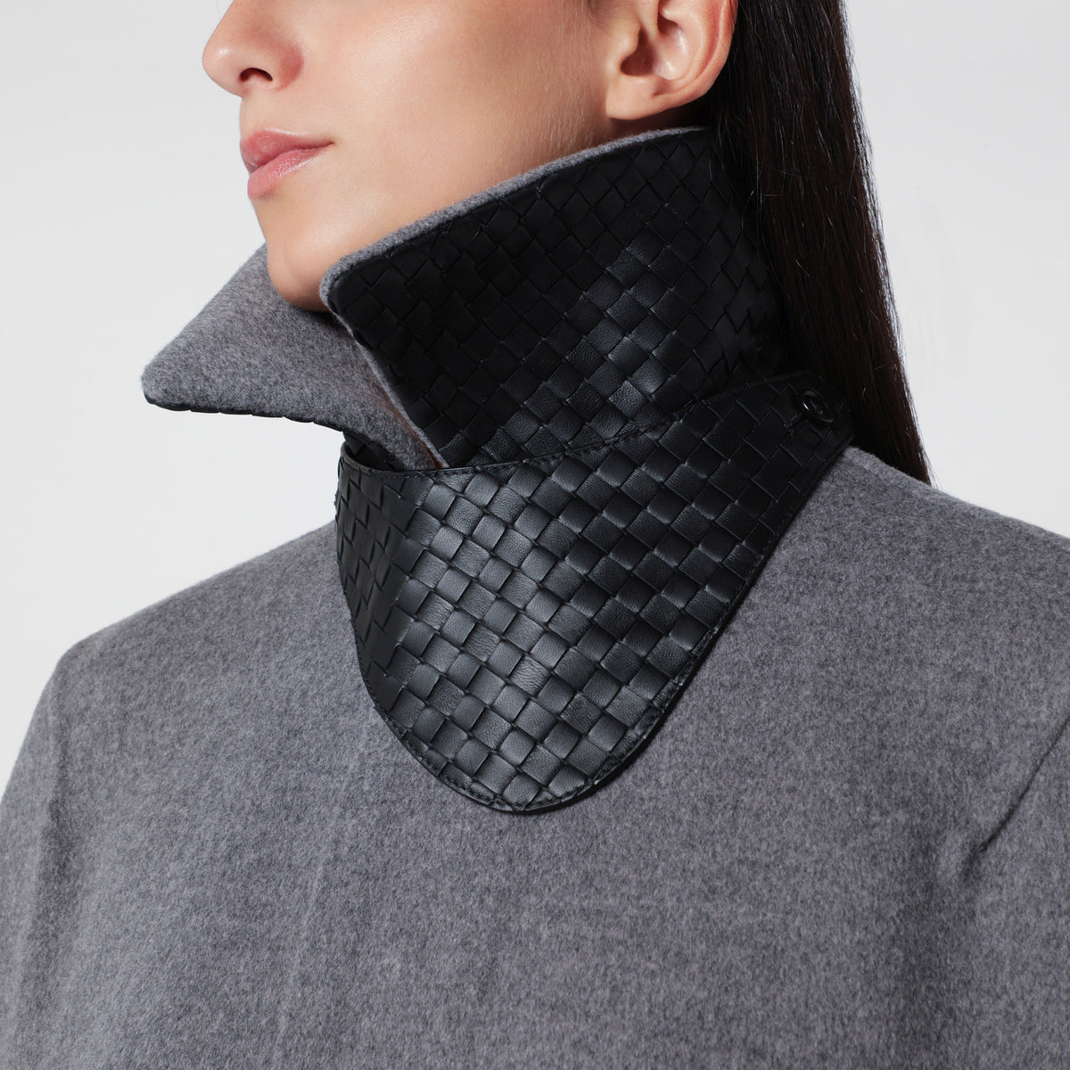 Grey wool and cashmere cape coat