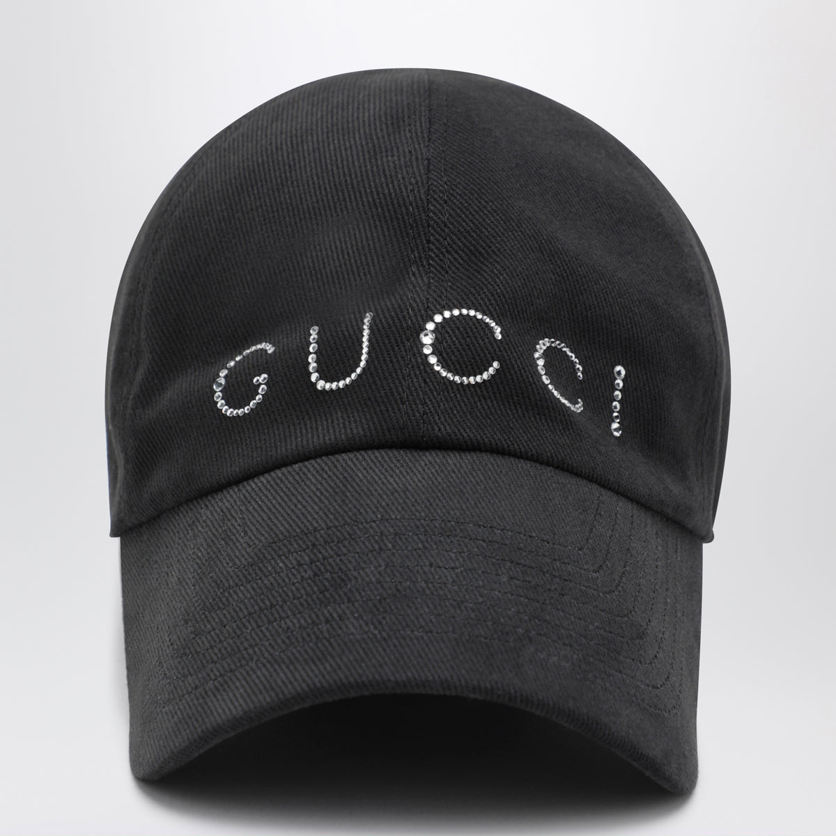 Cappello da baseball nero con logo con cristalli 