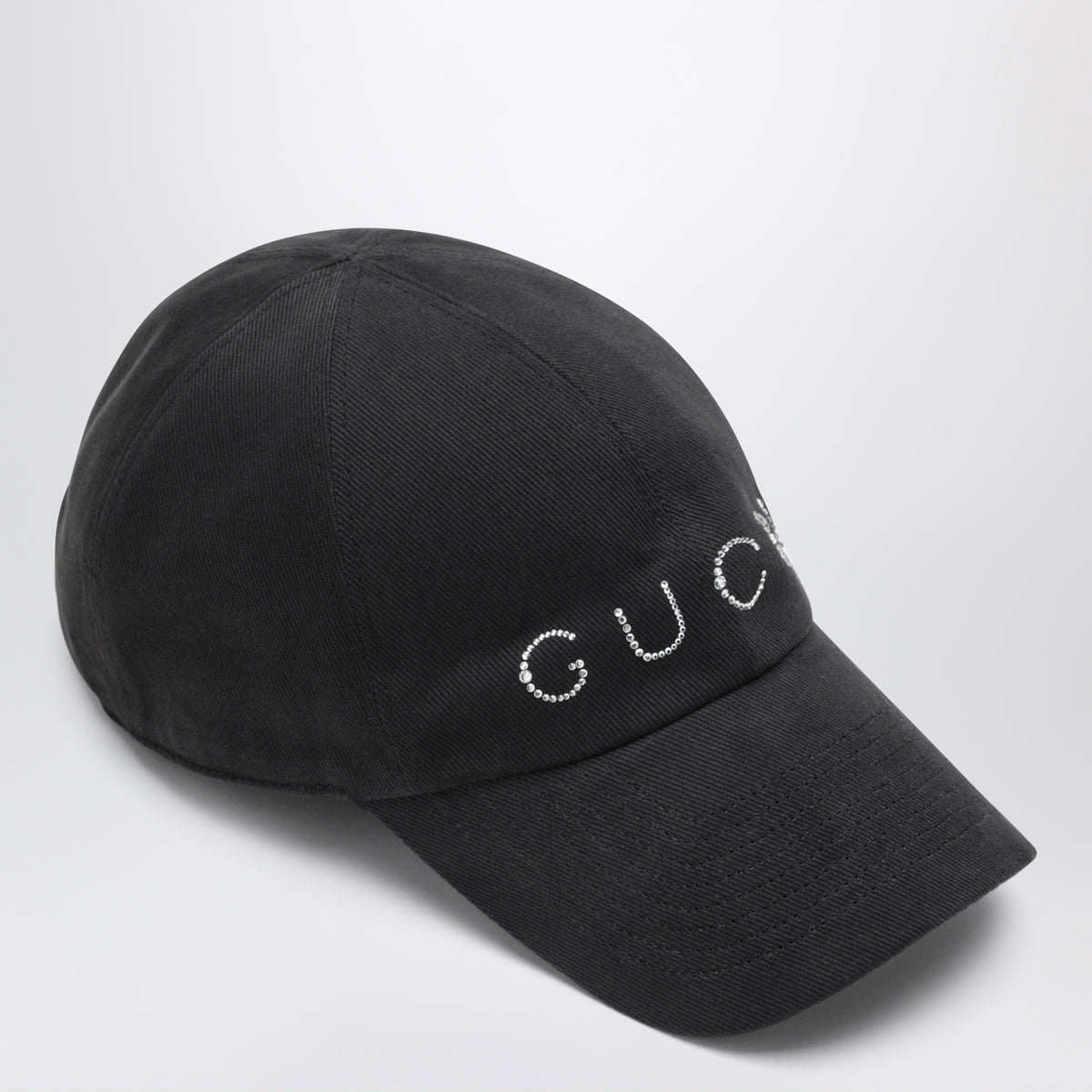 Cappello da baseball nero con logo con cristalli 