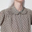 Camicia stampata beige in seta crêpe de chine