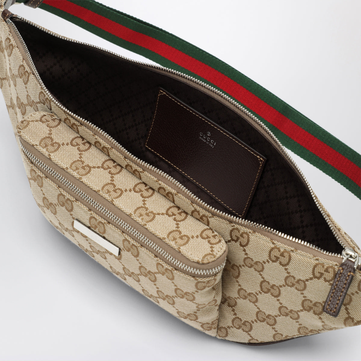 Marsupio Flatpack grande marrone in tessuto GG