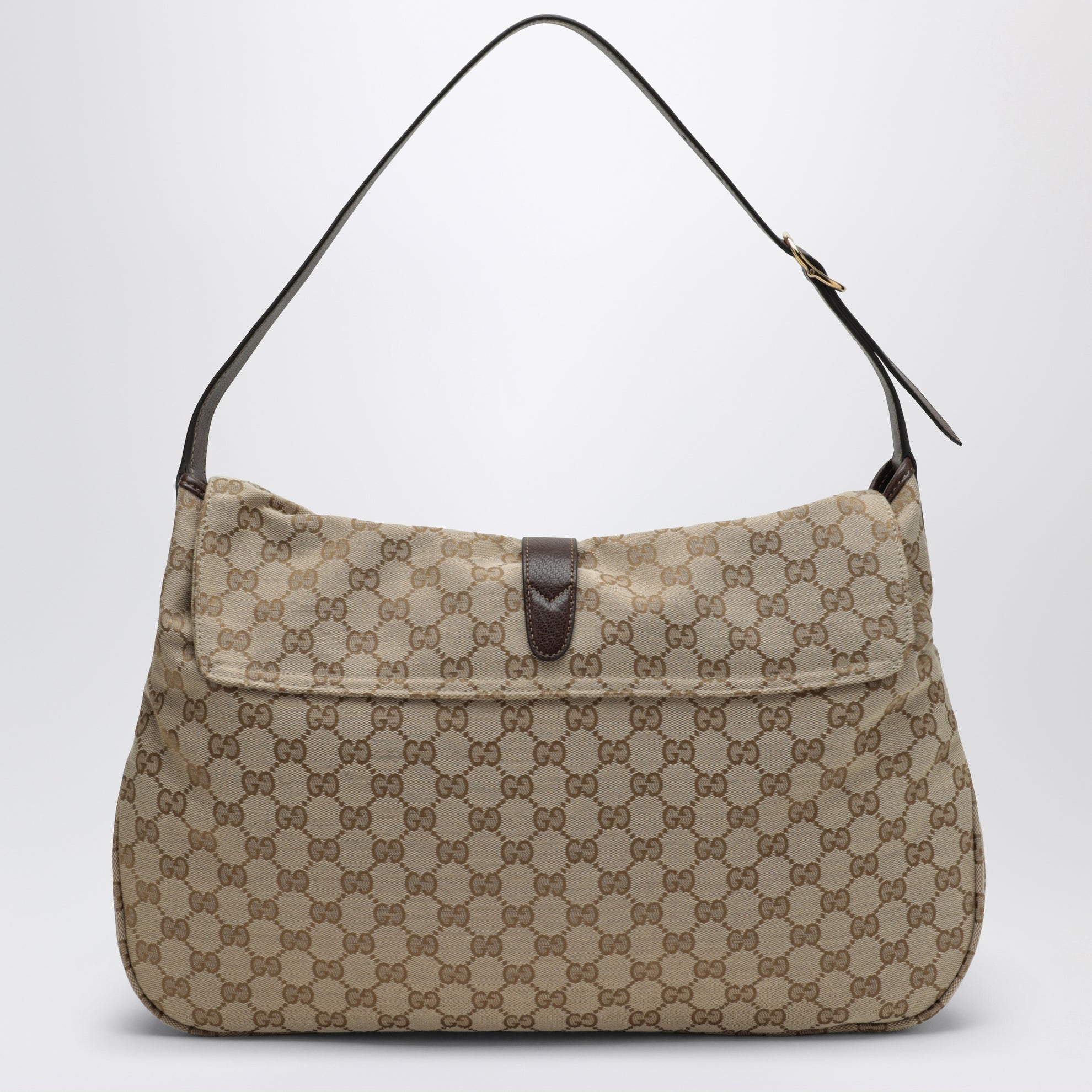Jackie Flap Large Brown GG Fabric Shoulder Bag