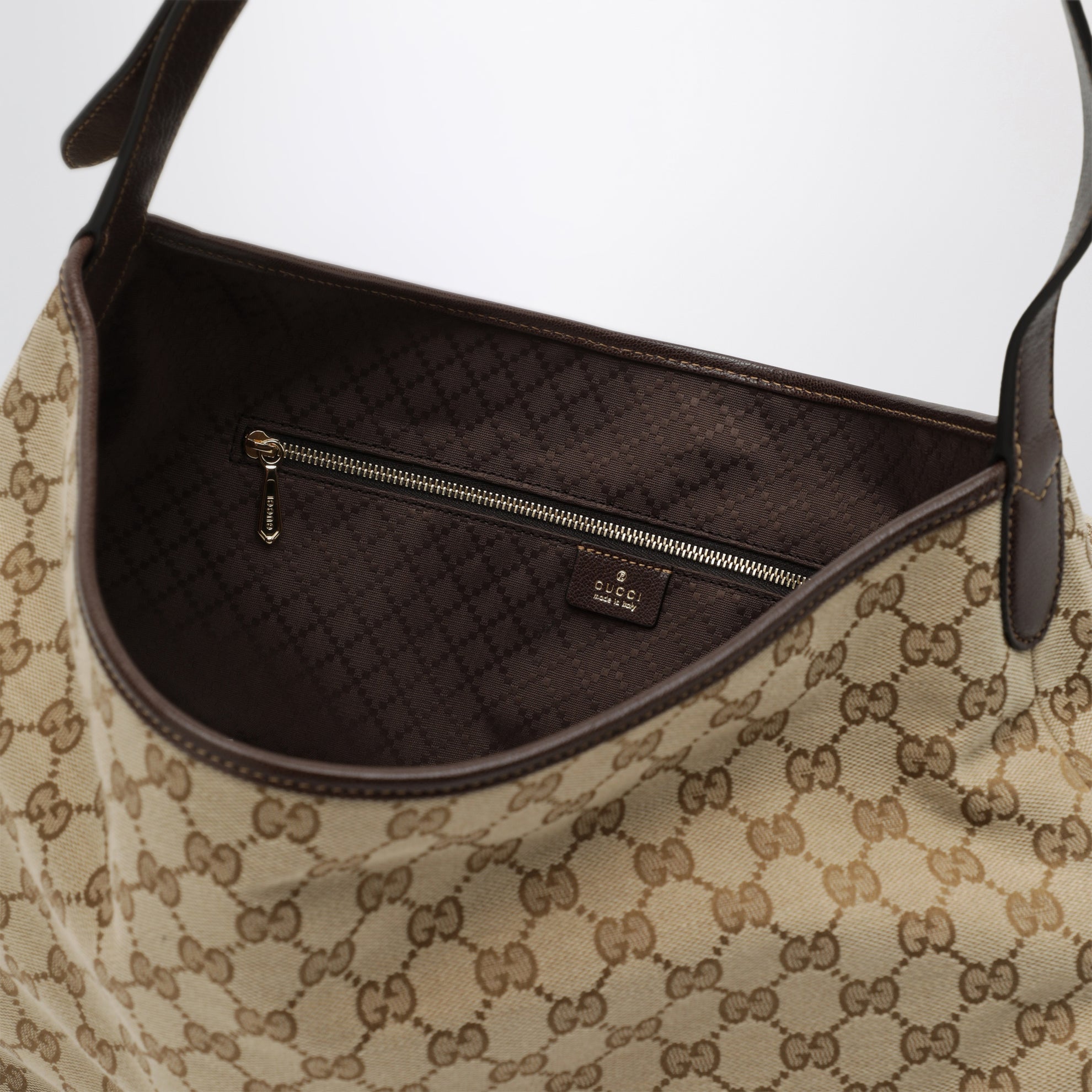 Jackie Flap Large Brown GG Fabric Shoulder Bag