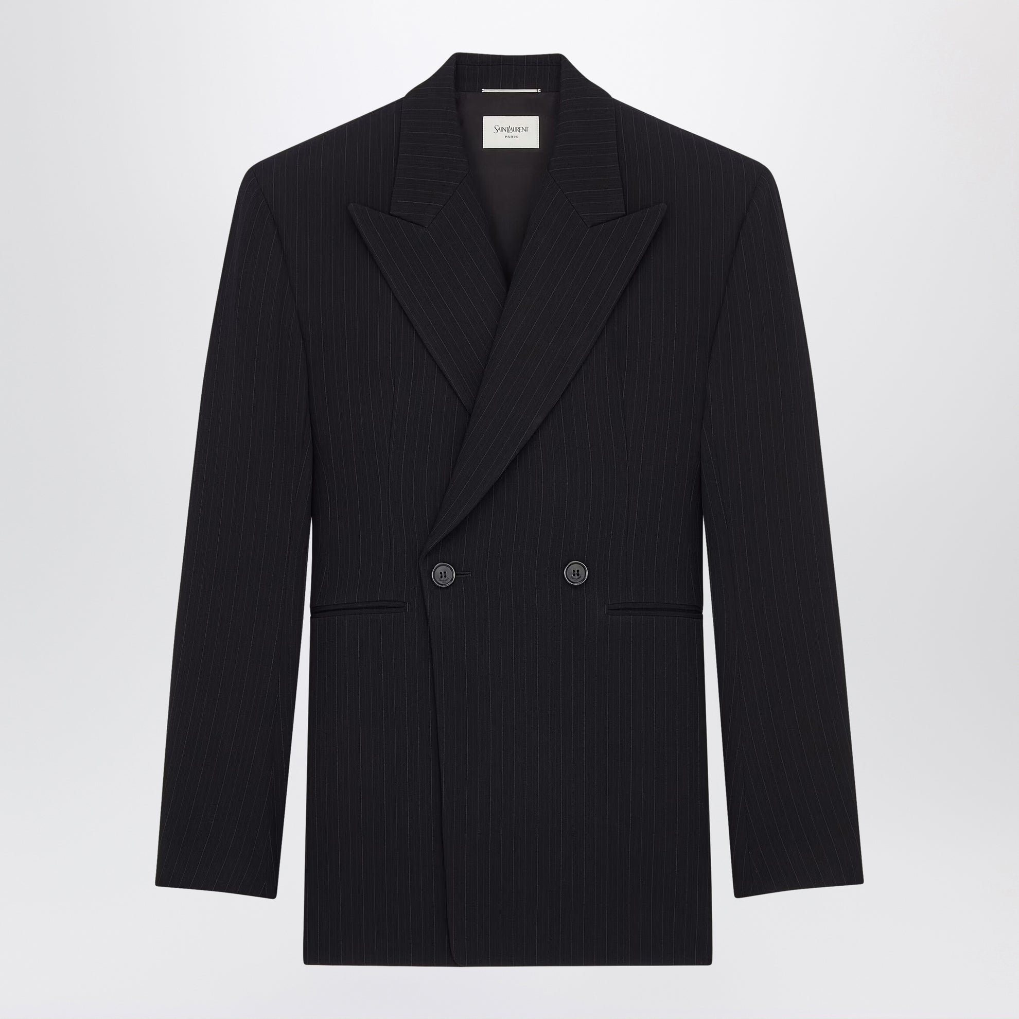 Black double-breasted jacket in virgin wool