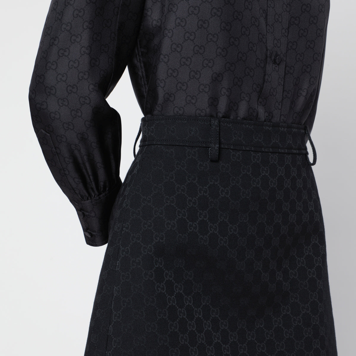 Minigonna nera in misto cotone GG