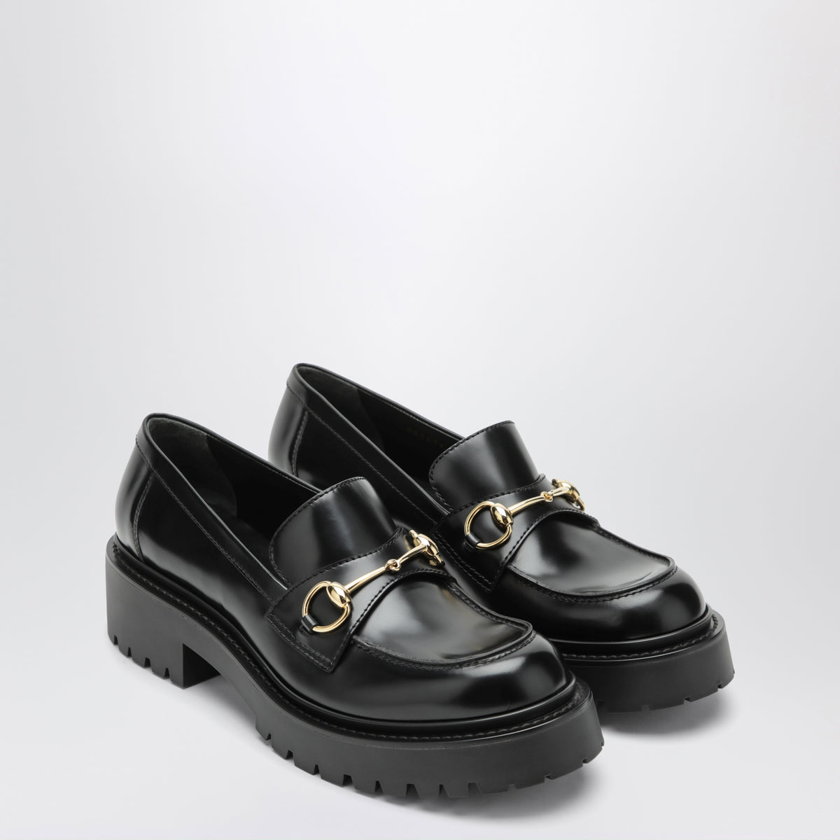 Black smooth leather loafers
