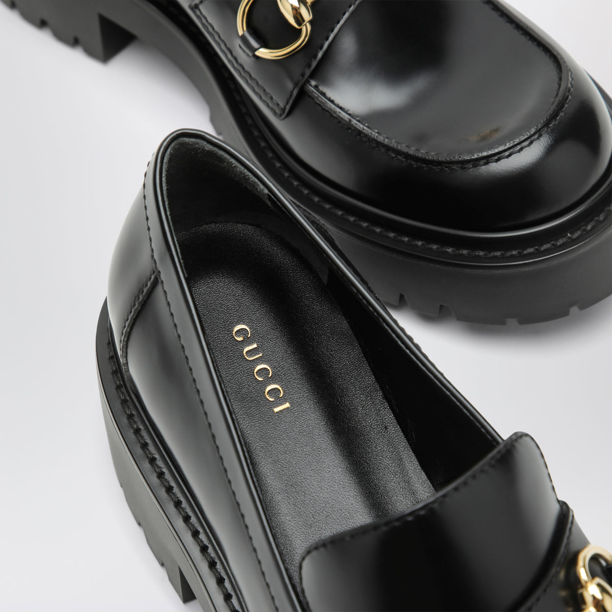 Black smooth leather loafers