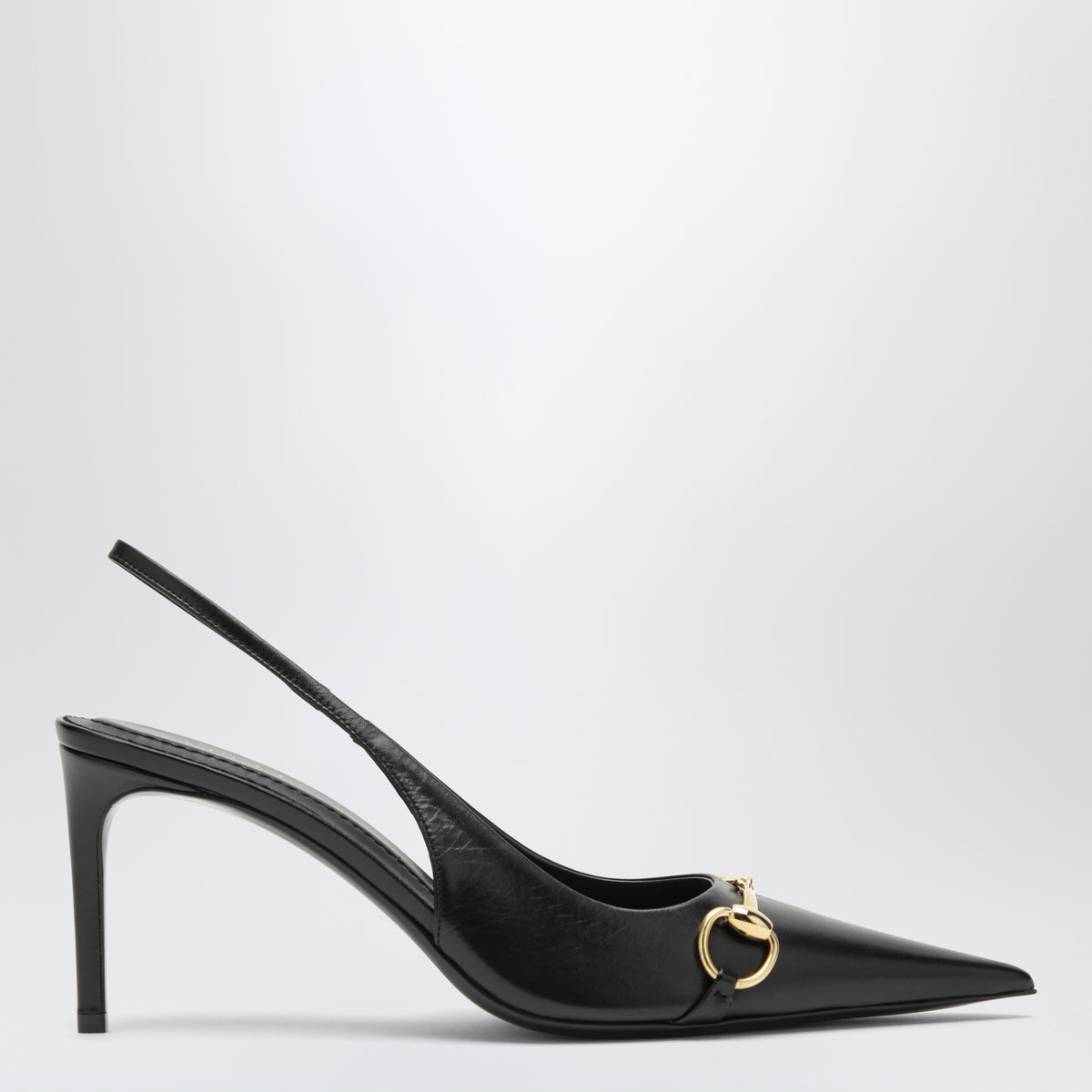 Black leather slingback pumps