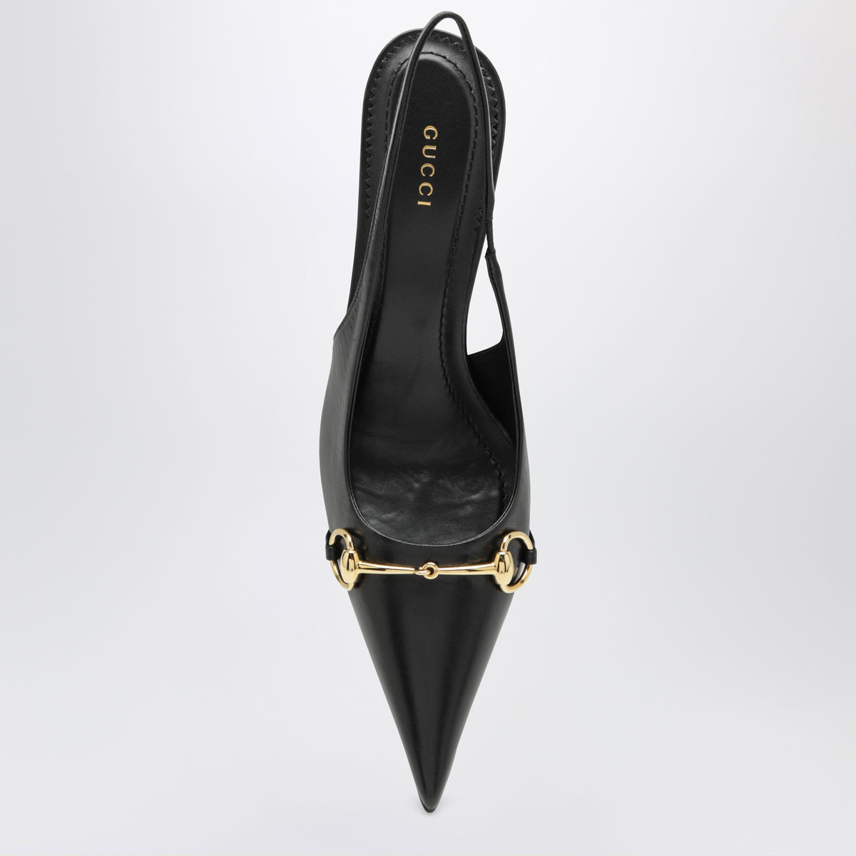 Black leather slingback pumps
