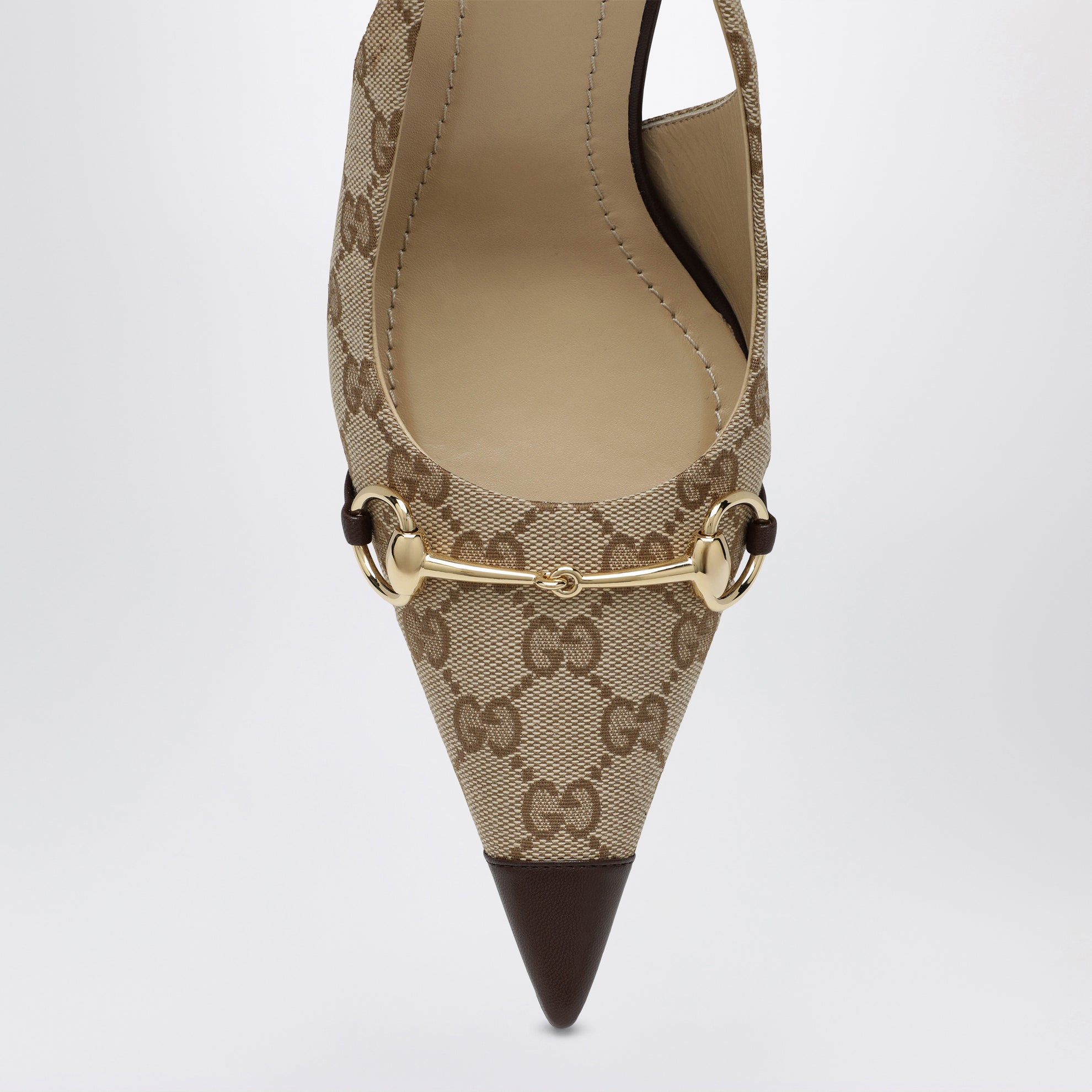 Beige Donna slingback pumps in GG fabric