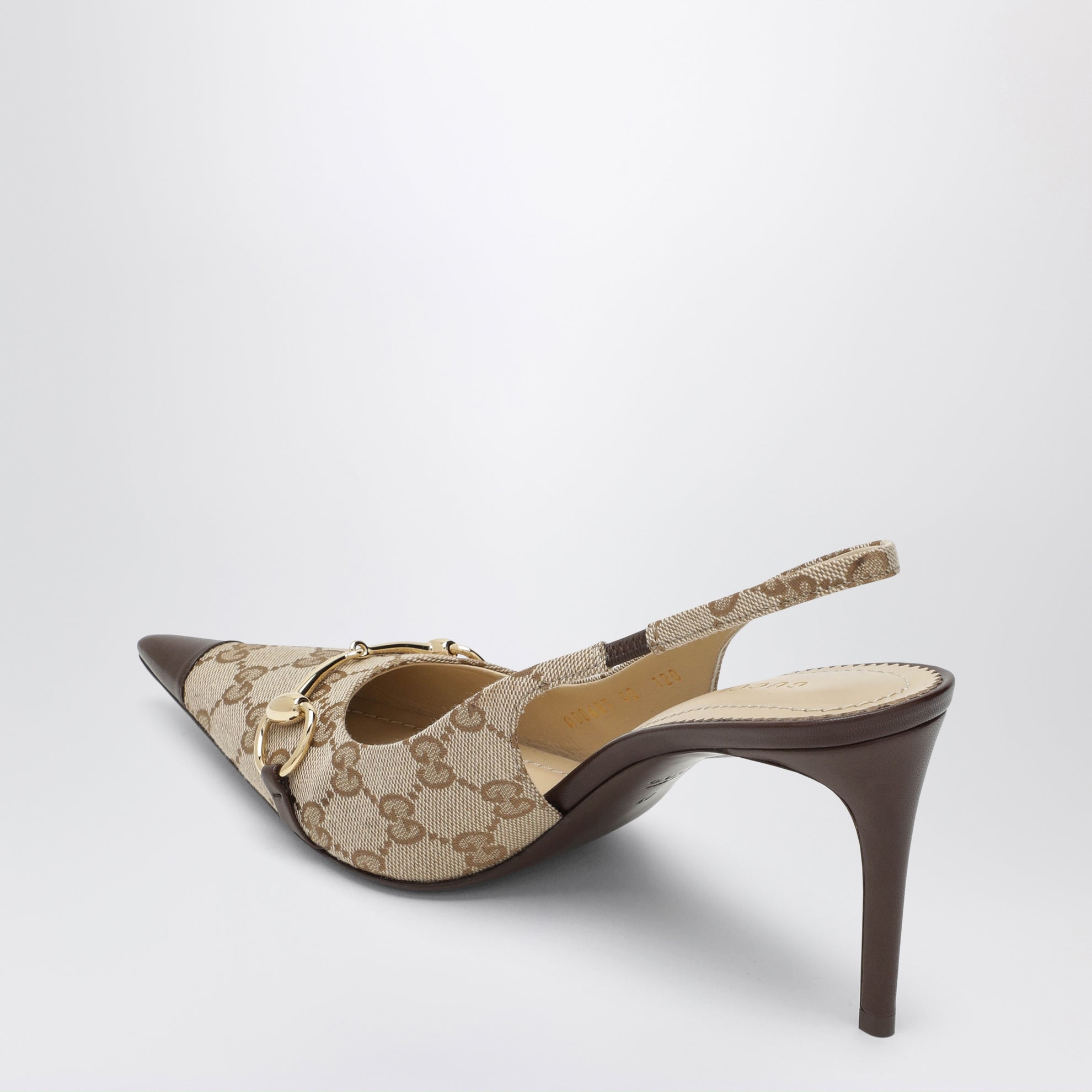 Beige Donna slingback pumps in GG fabric