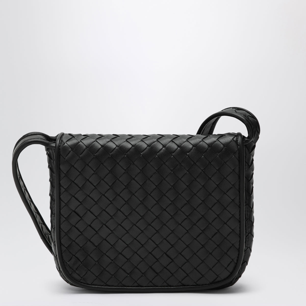 Black Veneto mini messenger bag with flap