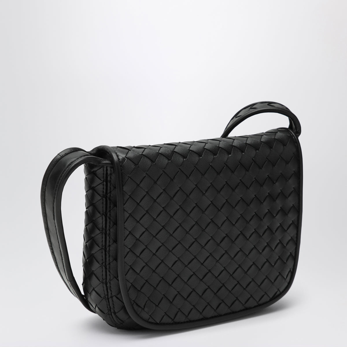 Black Veneto mini messenger bag with flap