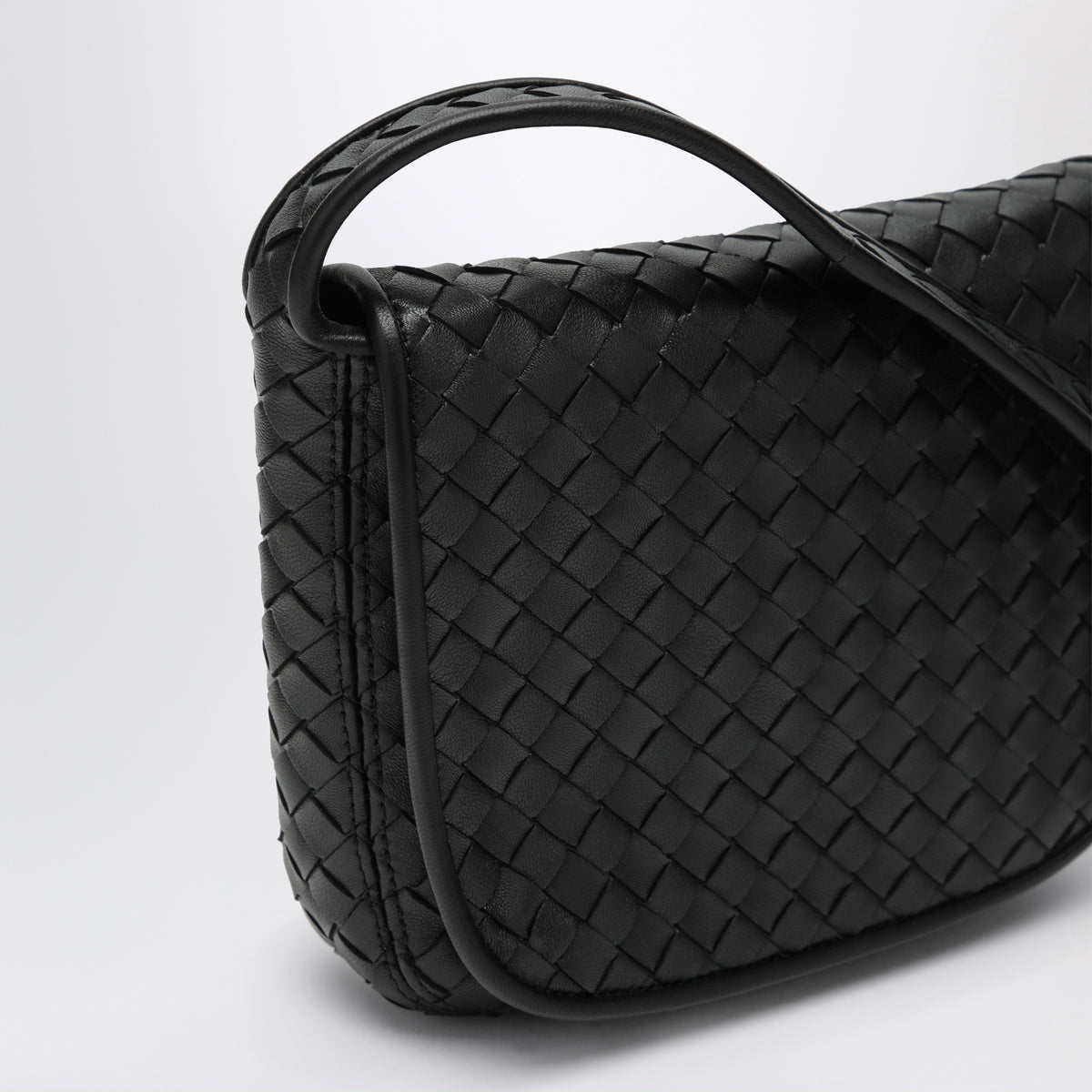 Black Veneto mini messenger bag with flap