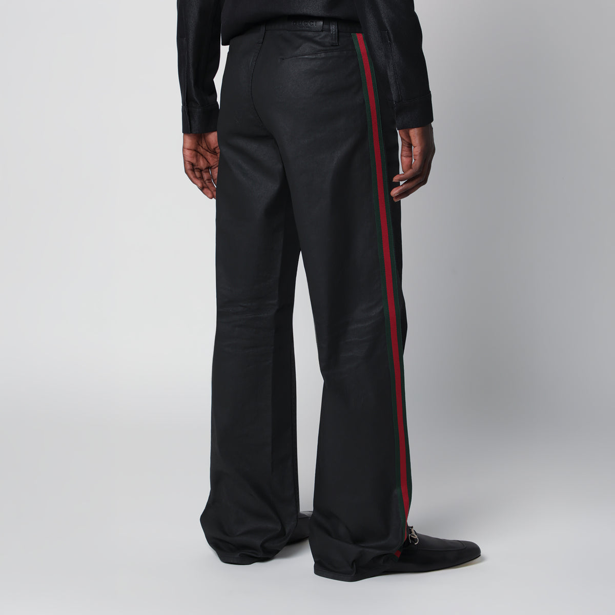 Black cotton twill denim trousers