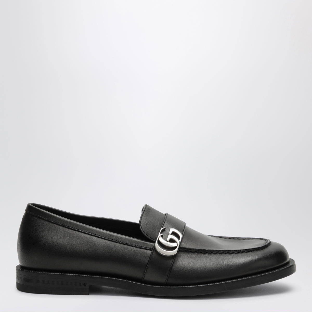 Mocassins noirs en cuir brossé avec Double G