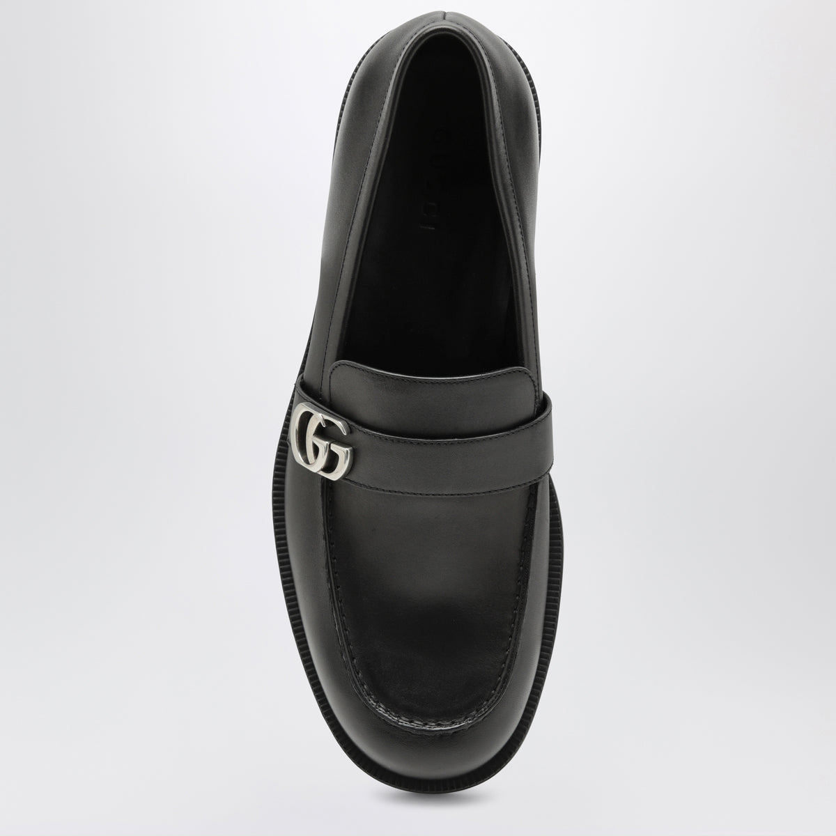 Mocassins noirs en cuir brossé avec Double G