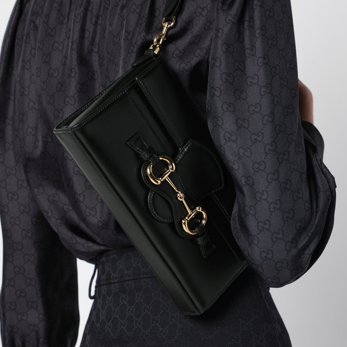 Borsa a spalla Horsebit Ristretto nera
