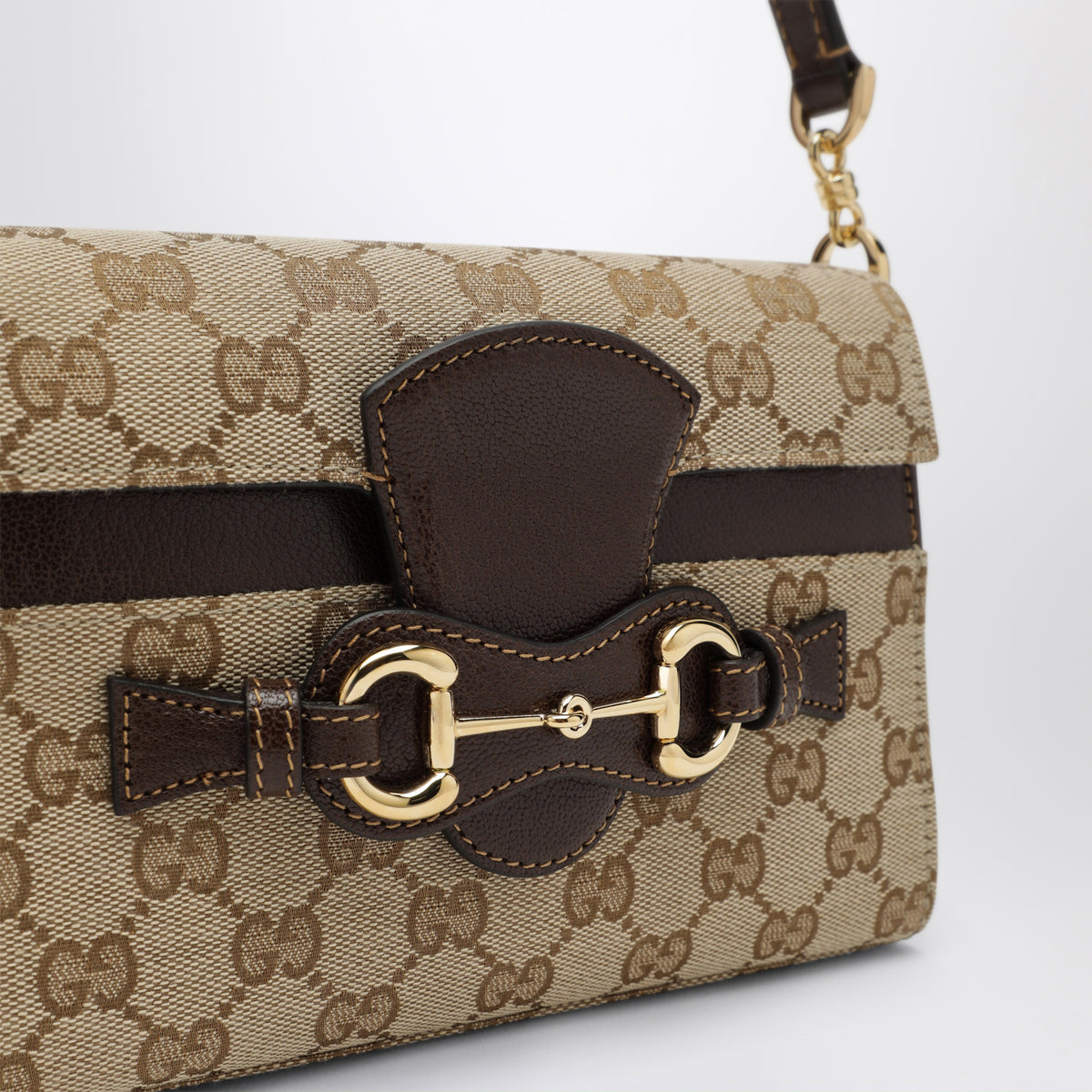 Borsa Horsebit Duomo beige in tessuto GG