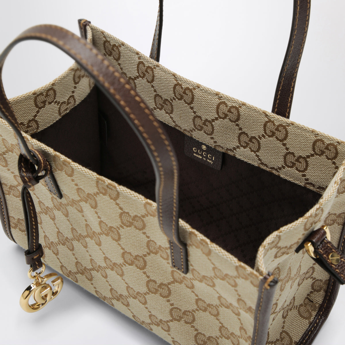 Borsa shopping piccola con ciondolo Doppia G