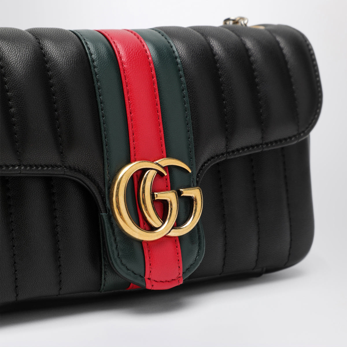 Jetset GG Marmont Small Black Nappa Leather Shoulder Bag