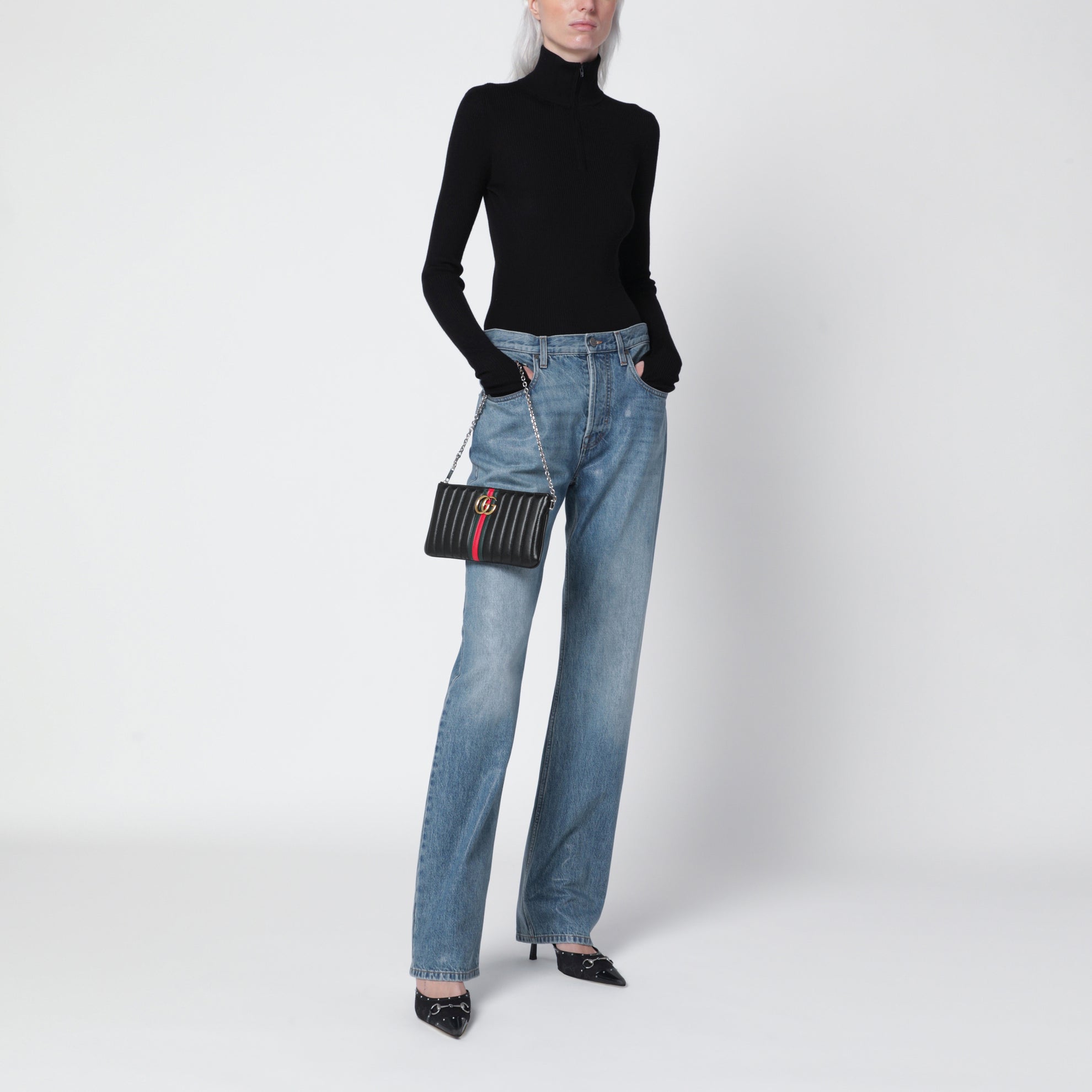 Black GG Marmont leather pouch