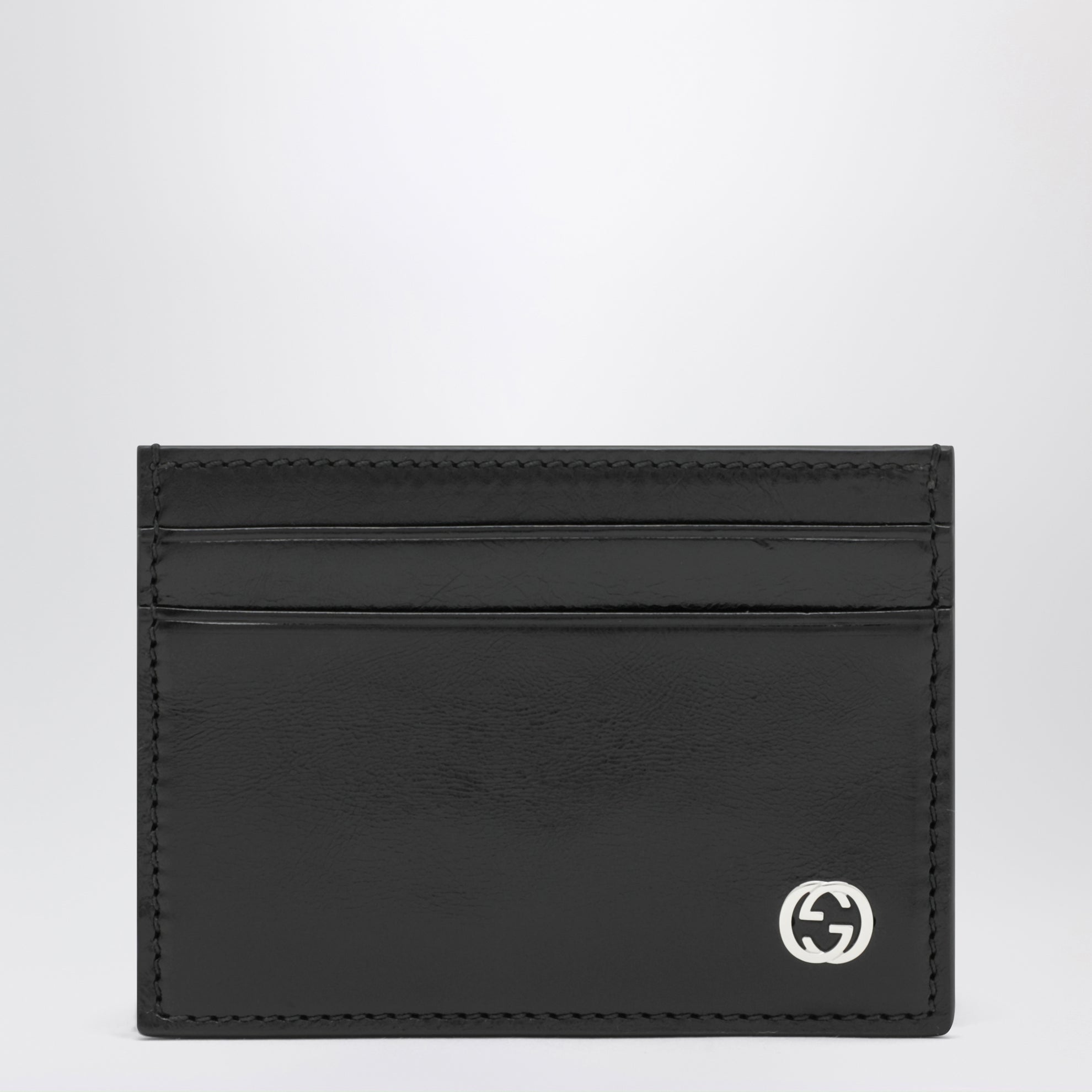 Black leather card holder
