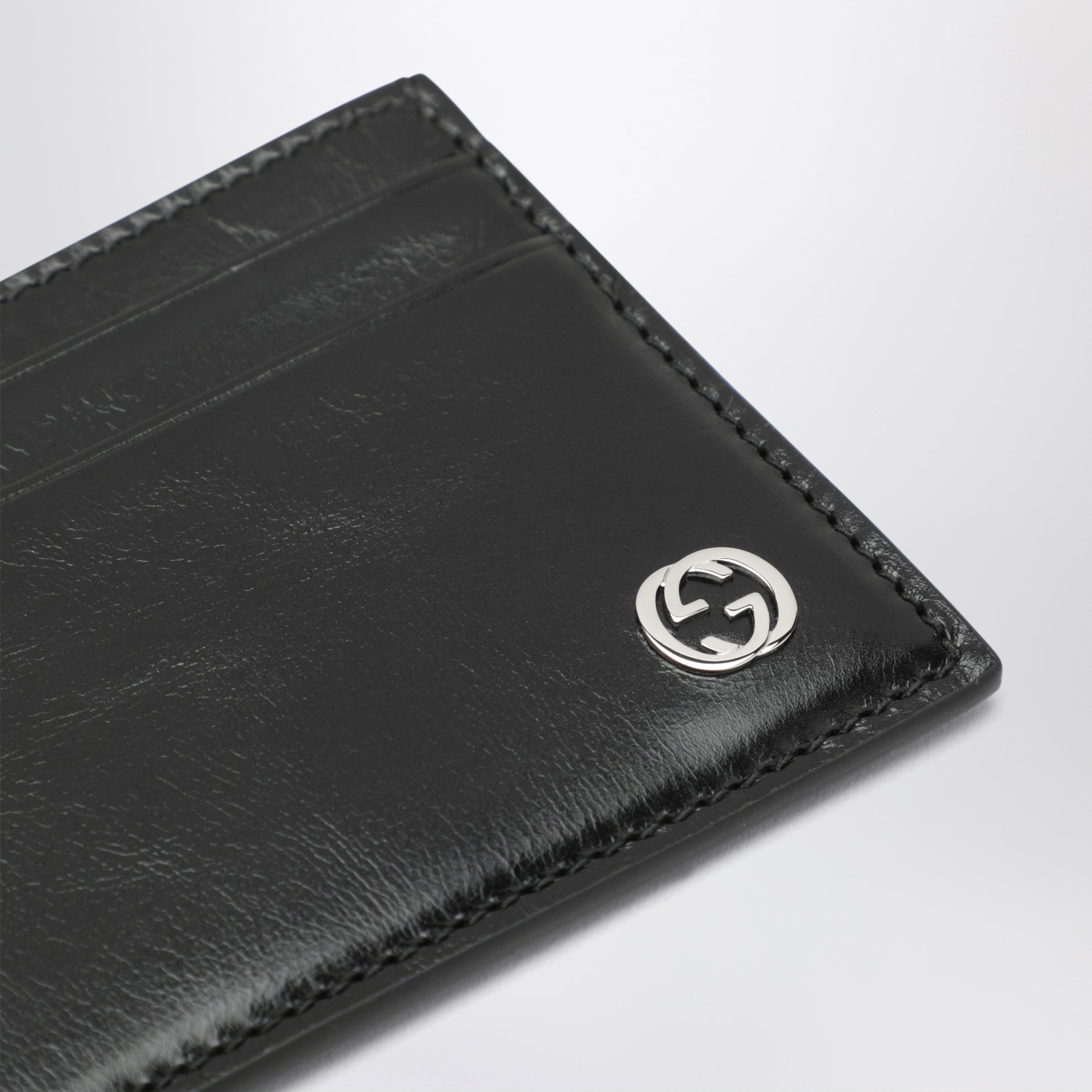 Black leather card holder