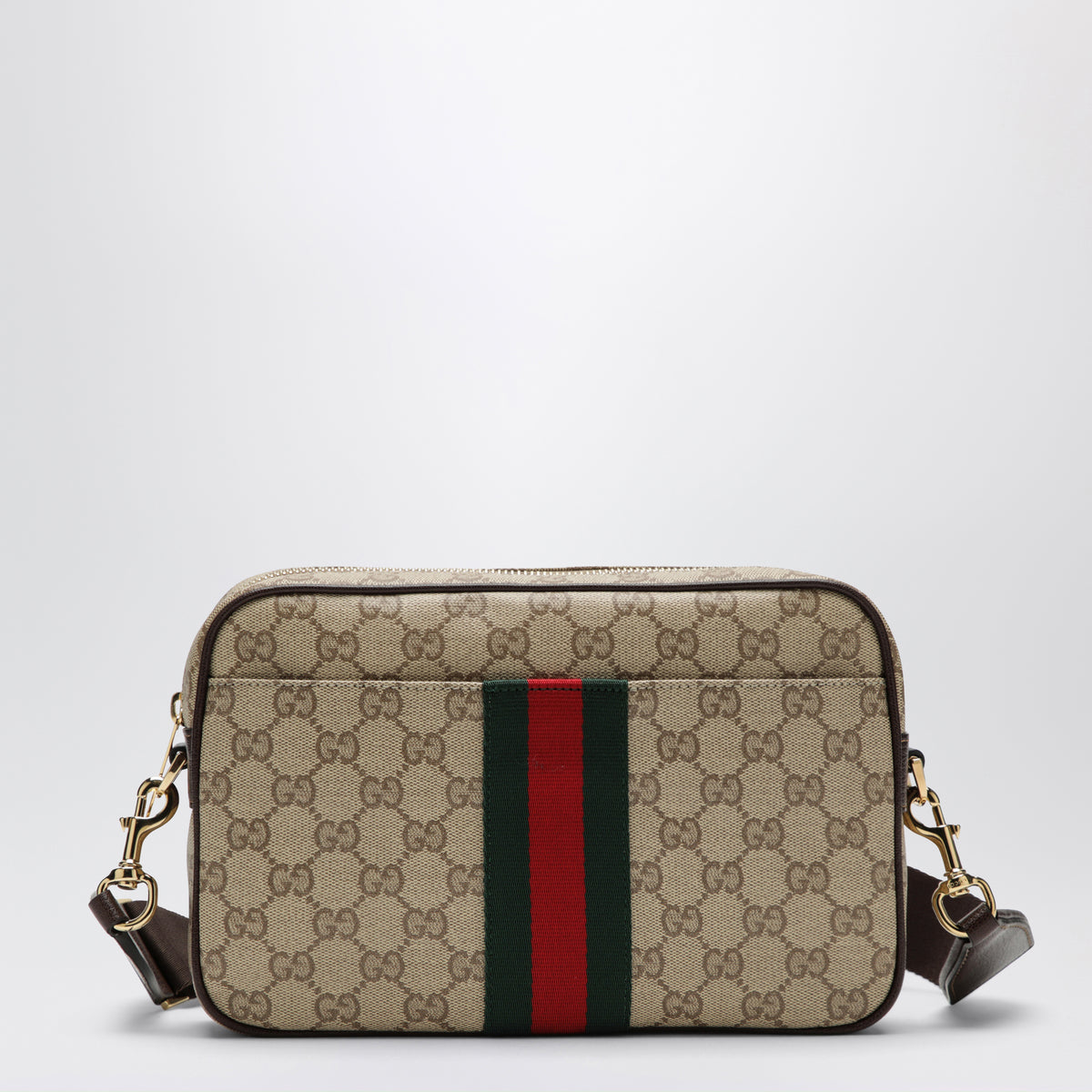 Borsa a tracolla piccola marrone in tessuto GG