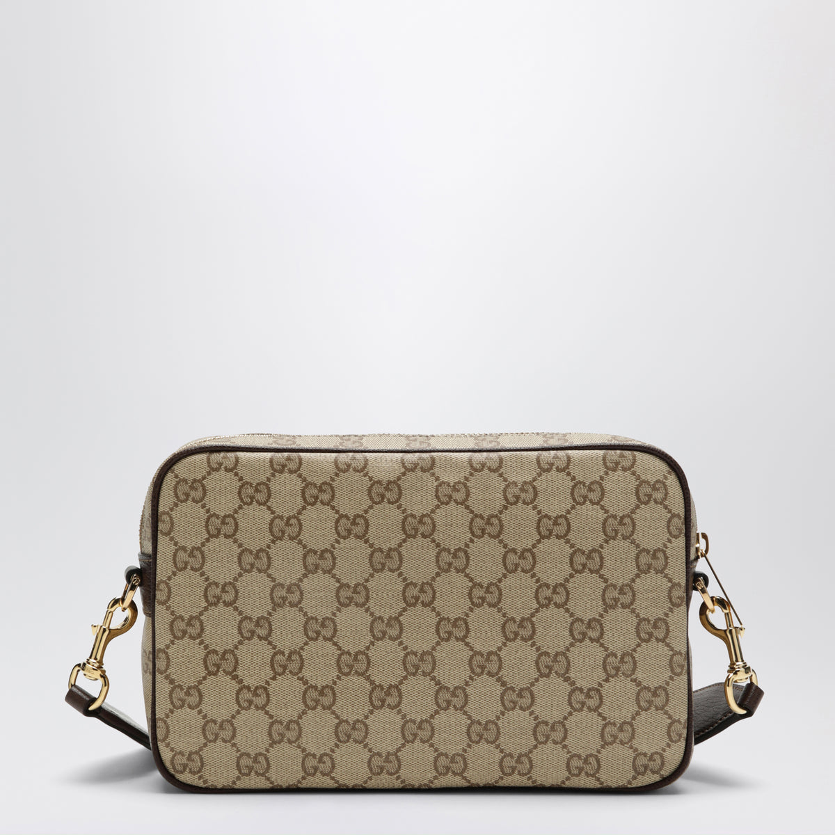 Borsa a tracolla piccola marrone in tessuto GG