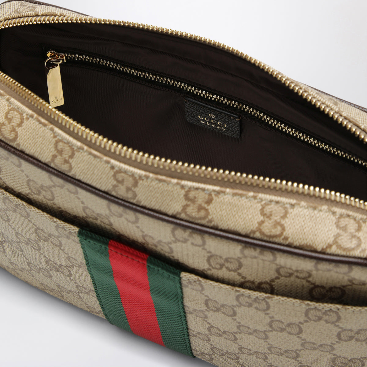 Borsa a tracolla piccola marrone in tessuto GG