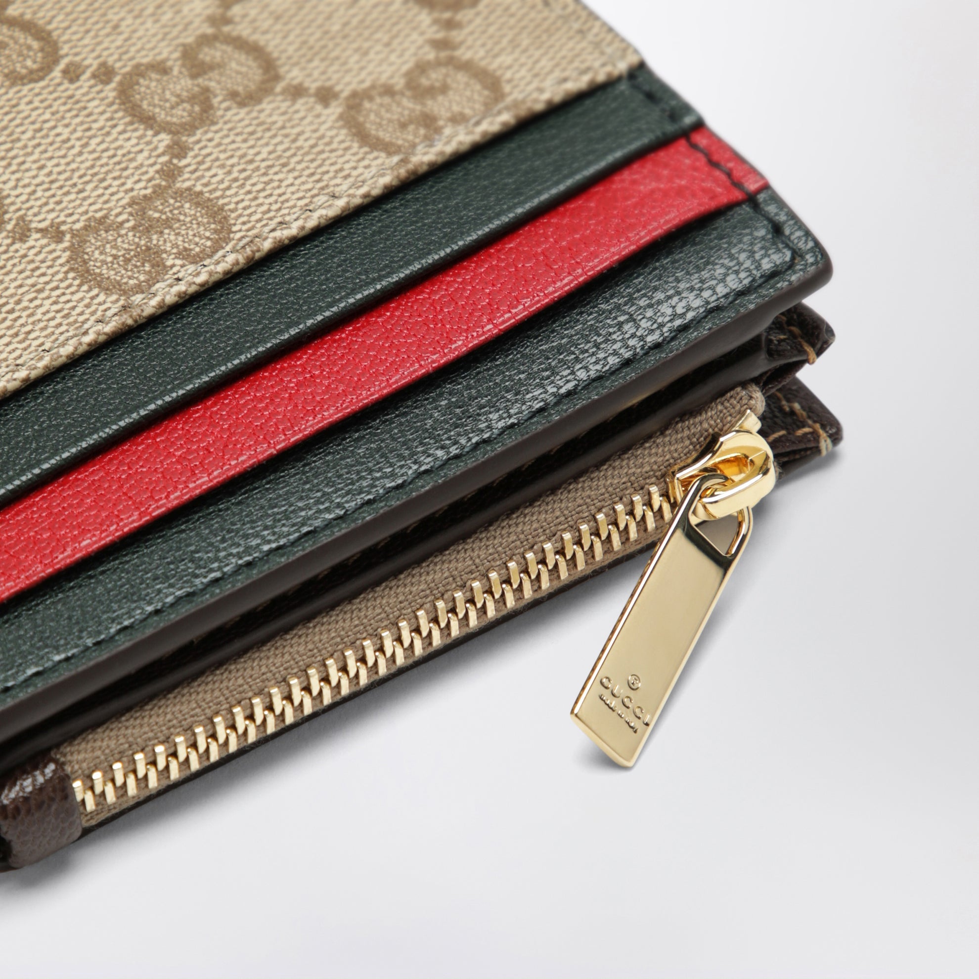 Beige sand wallet with multicoloured compartments