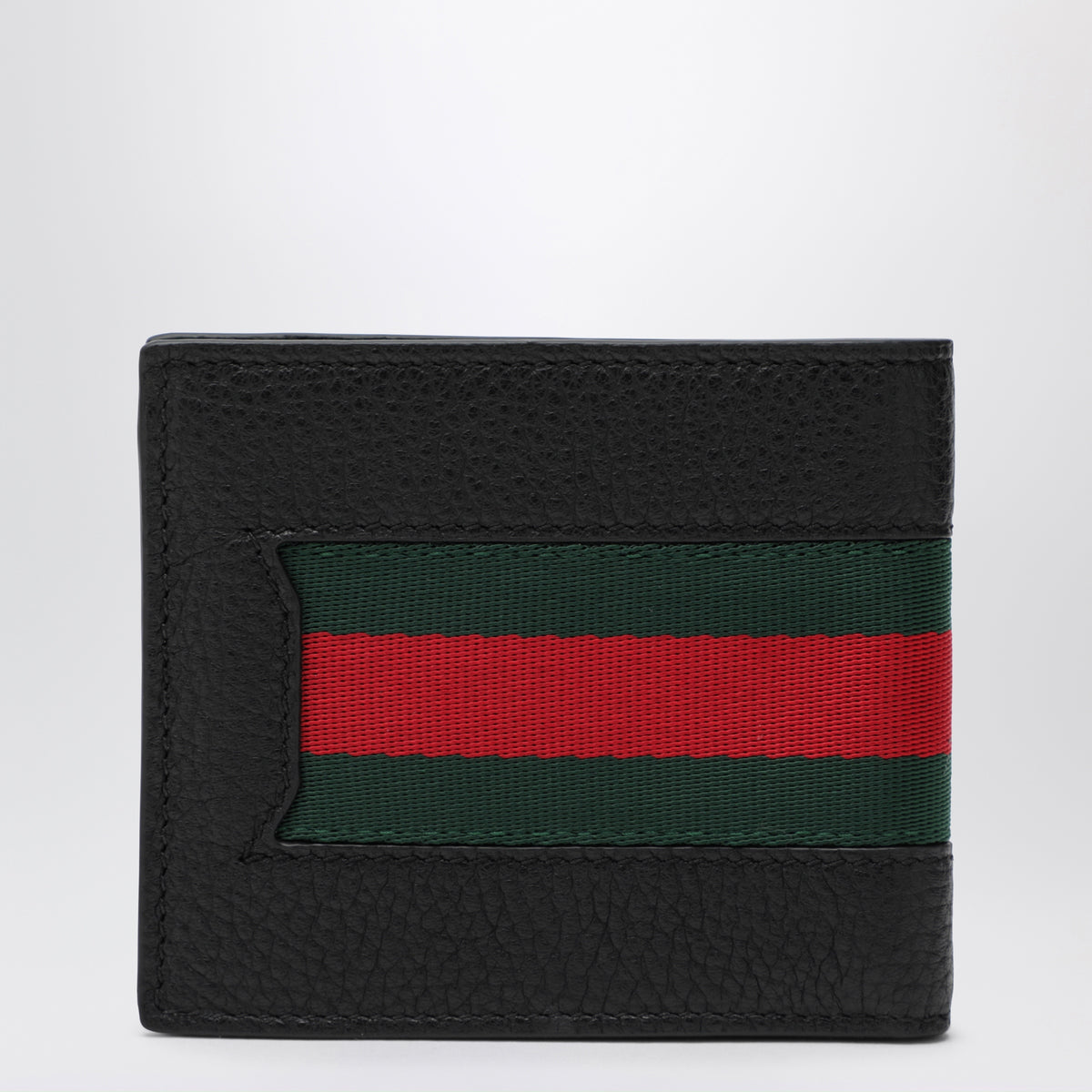 Black Web Trademark bi-fold card holder in leather