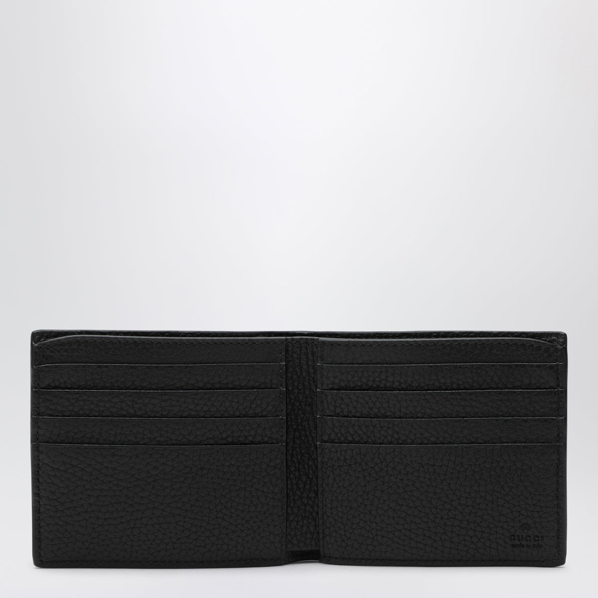 Black Web Trademark bi-fold card holder in leather