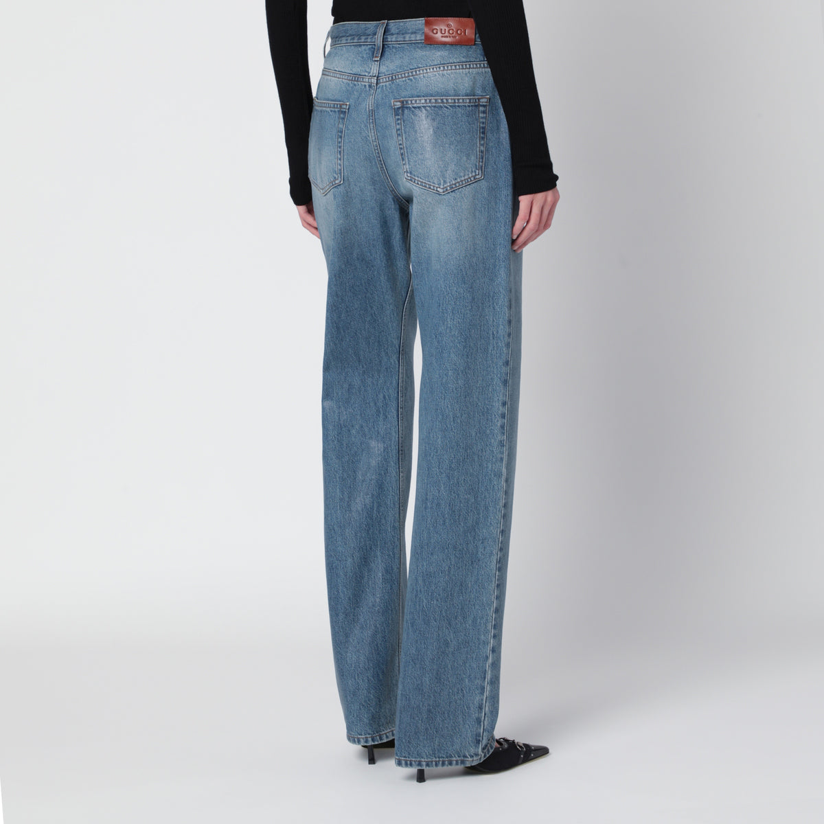 Cotton denim trousers with soft coating