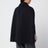 Short blue wool and cashmere cape coat