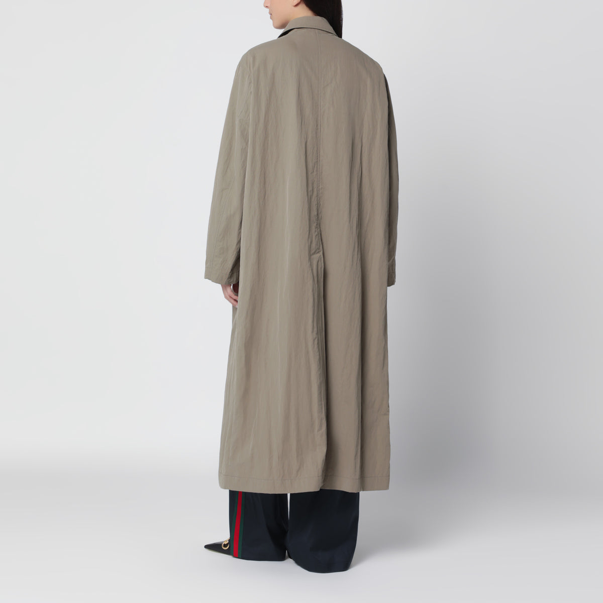 Trench oversize en nylon beige taupe