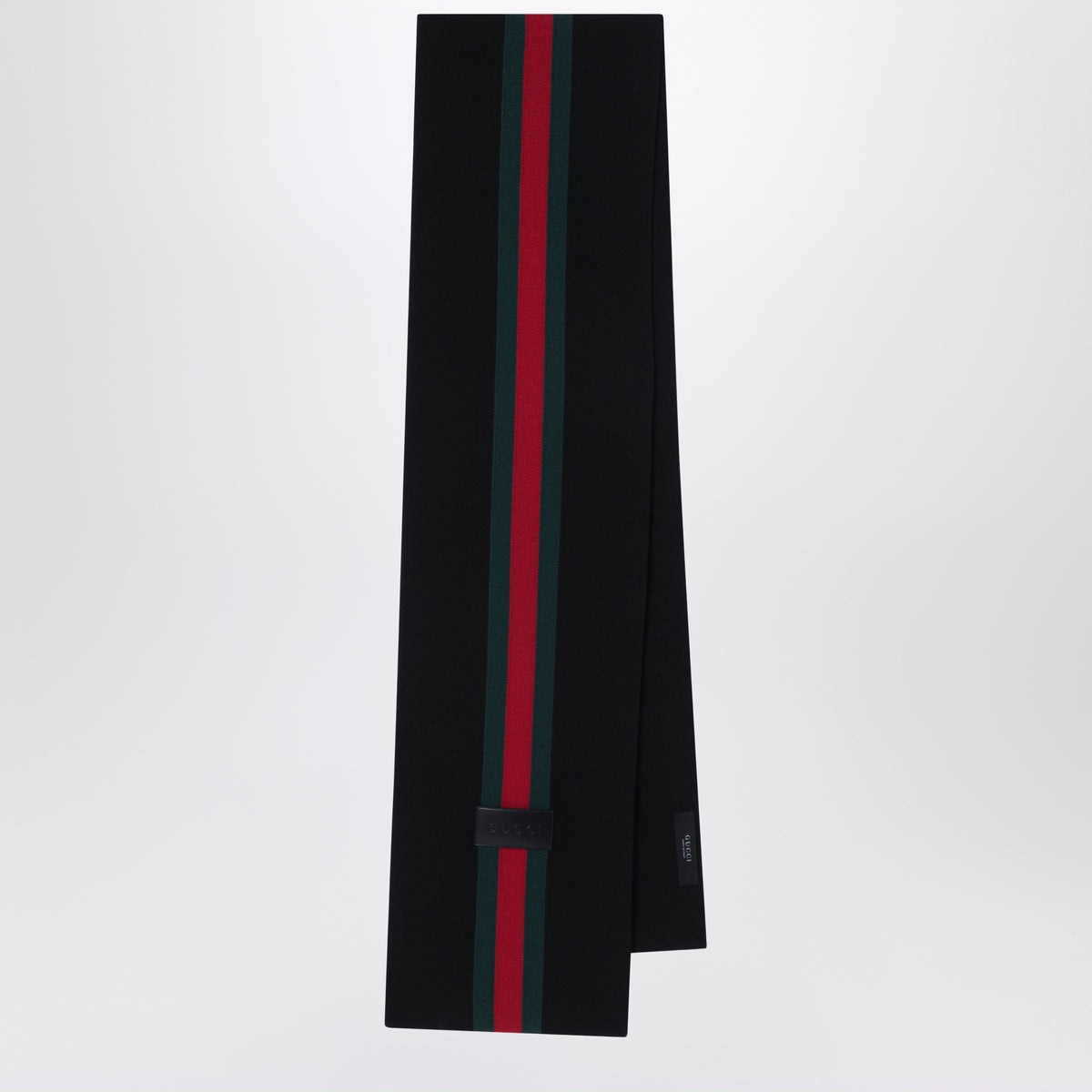 Écharpe rayée noire et verte en laine jacquard