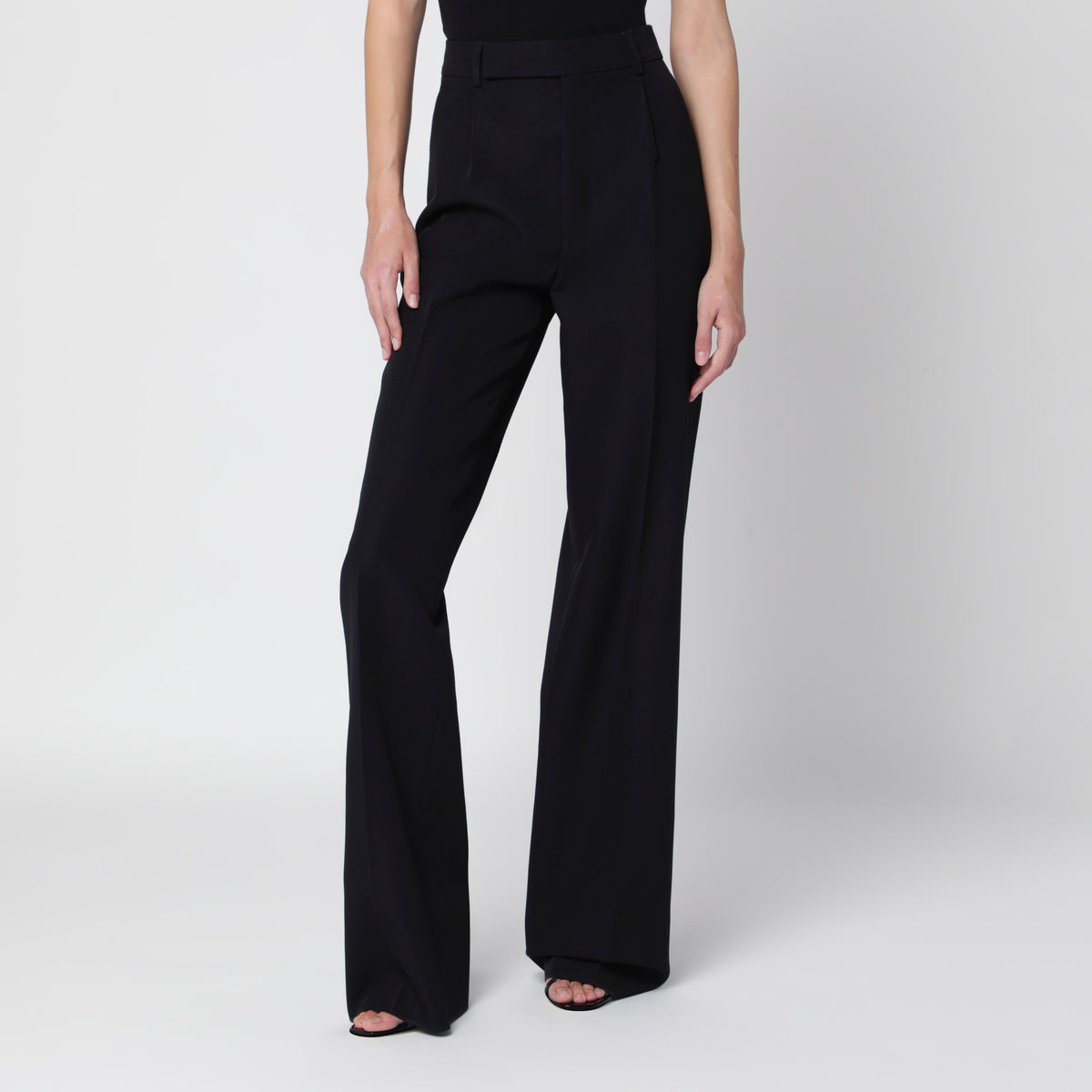 Pantaloni sartoriali neri in lana vergine