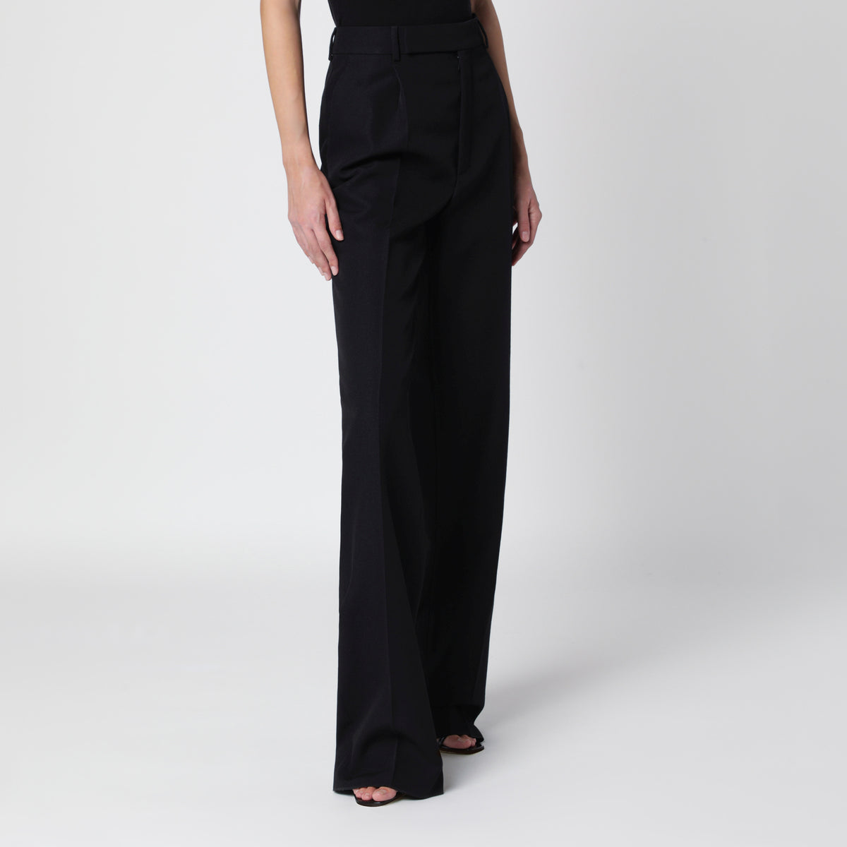 Pantaloni sartoriali neri in lana vergine