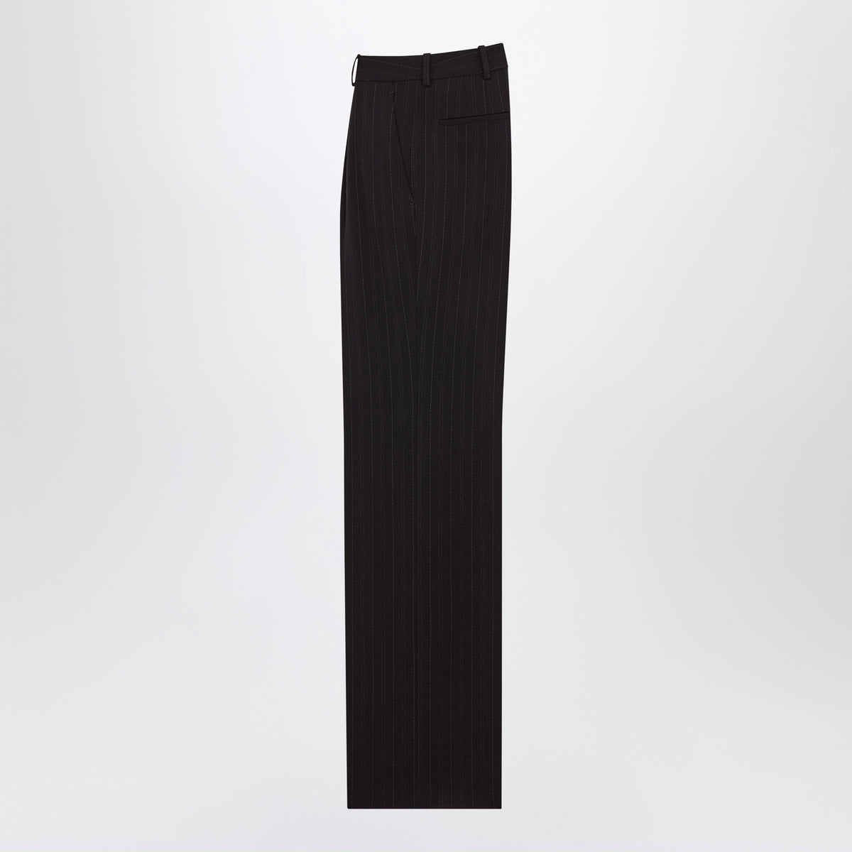 Schwarze, nadelgestreifte Wollhose
