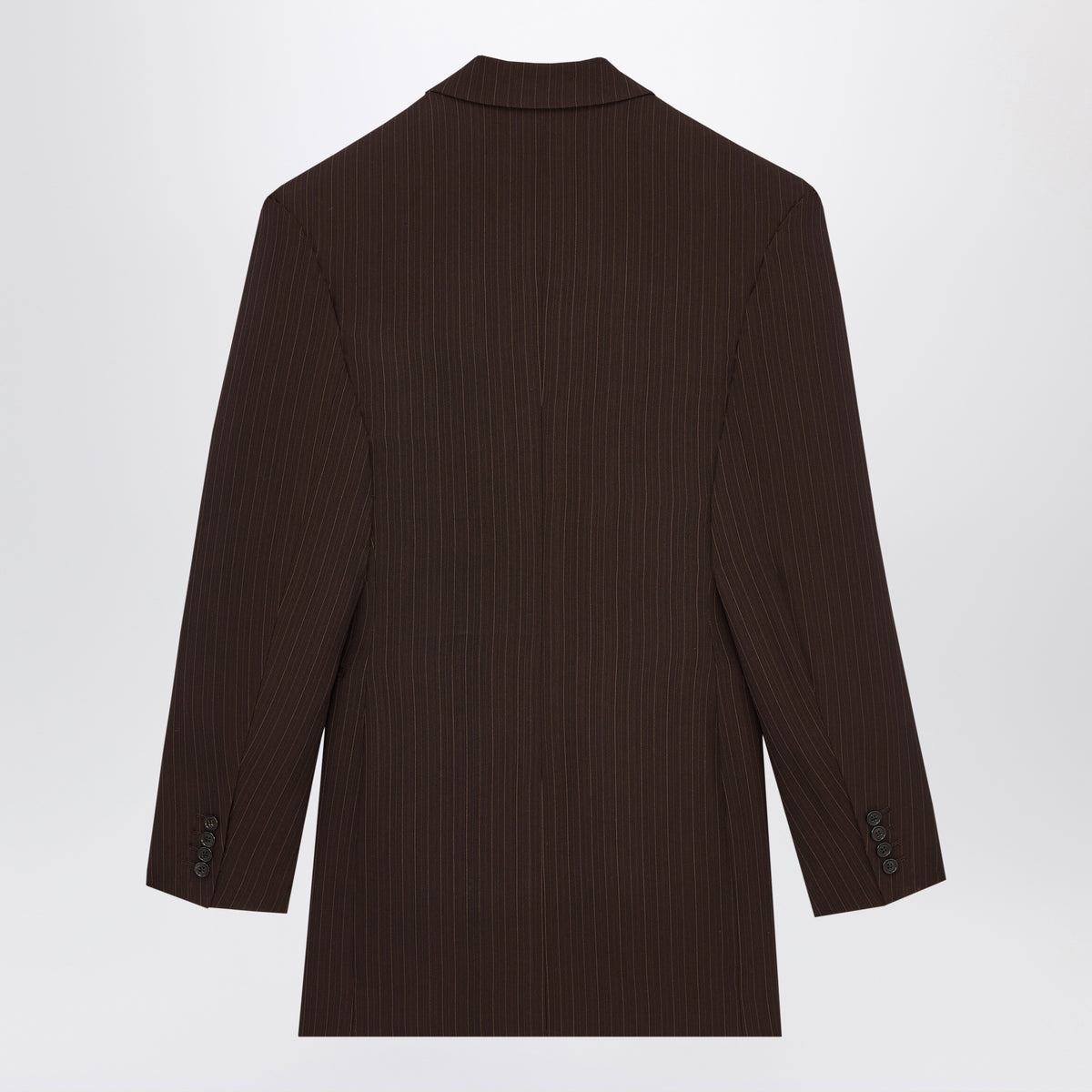 Brown/beige double-breasted pinstriped wool melange jacket